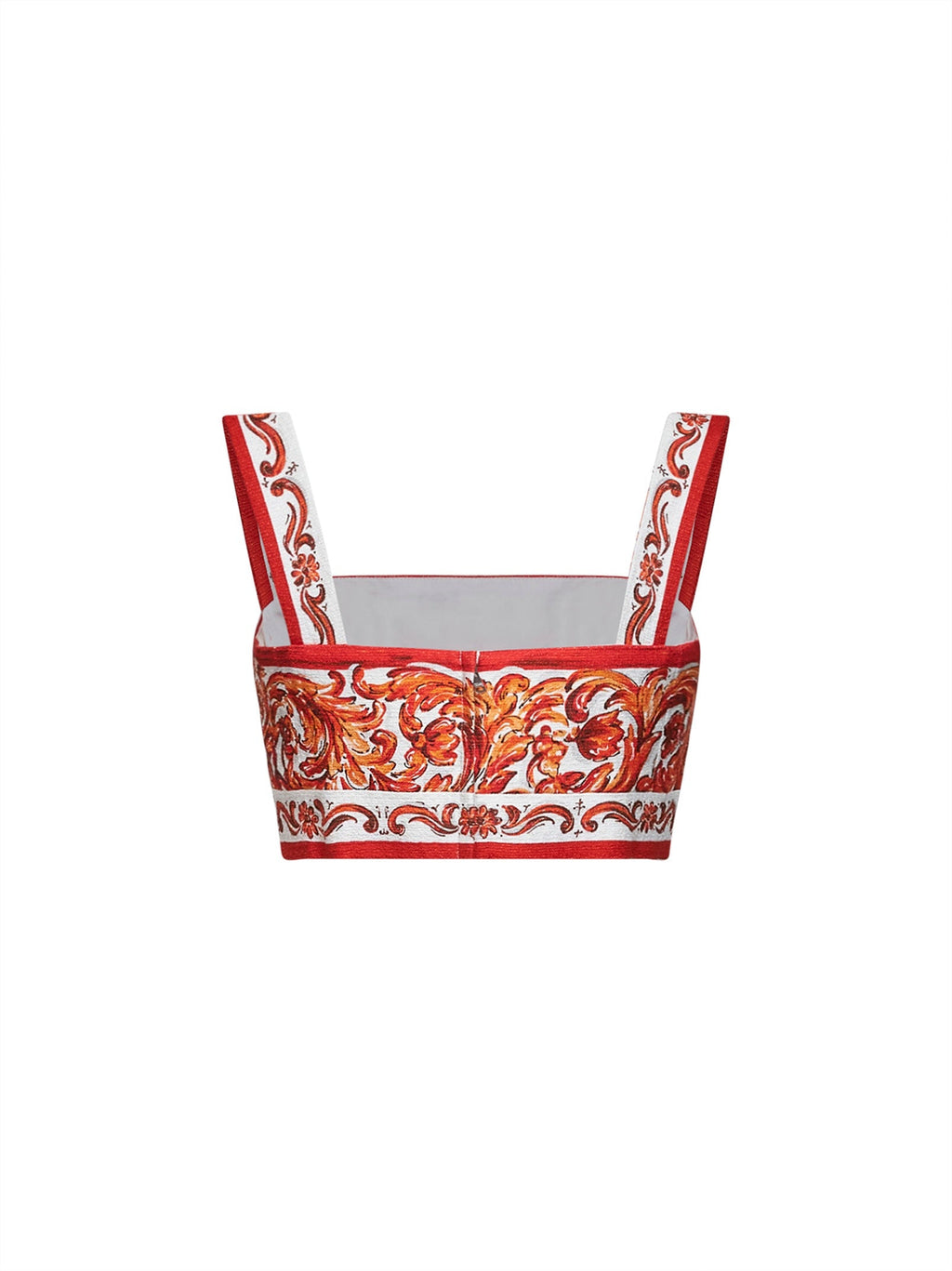 Dolce & Gabbana Women Orange Maiolica-Print Mat Bralette Top