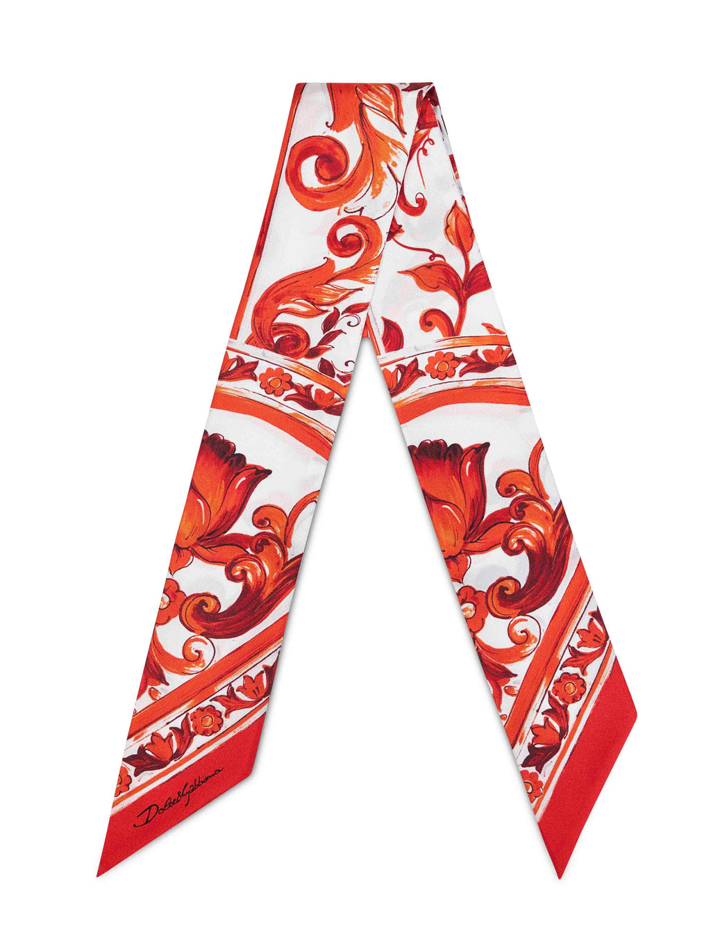 Dolce & Gabbana Women Orange Maiolica-Print Silk Twill Bandeau