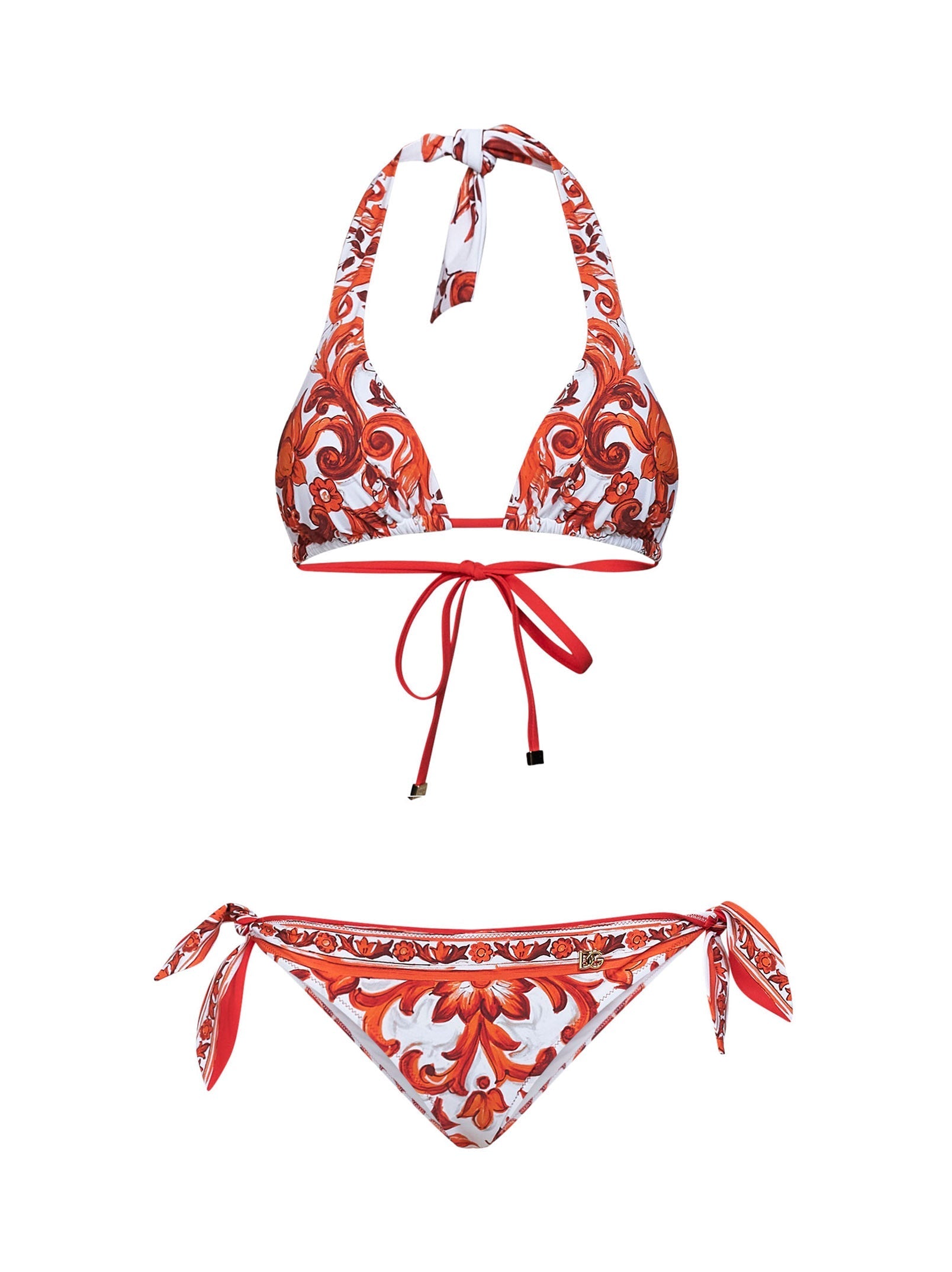 Dolce & Gabbana Women Orange Maiolica-Print Lycra Bikini
