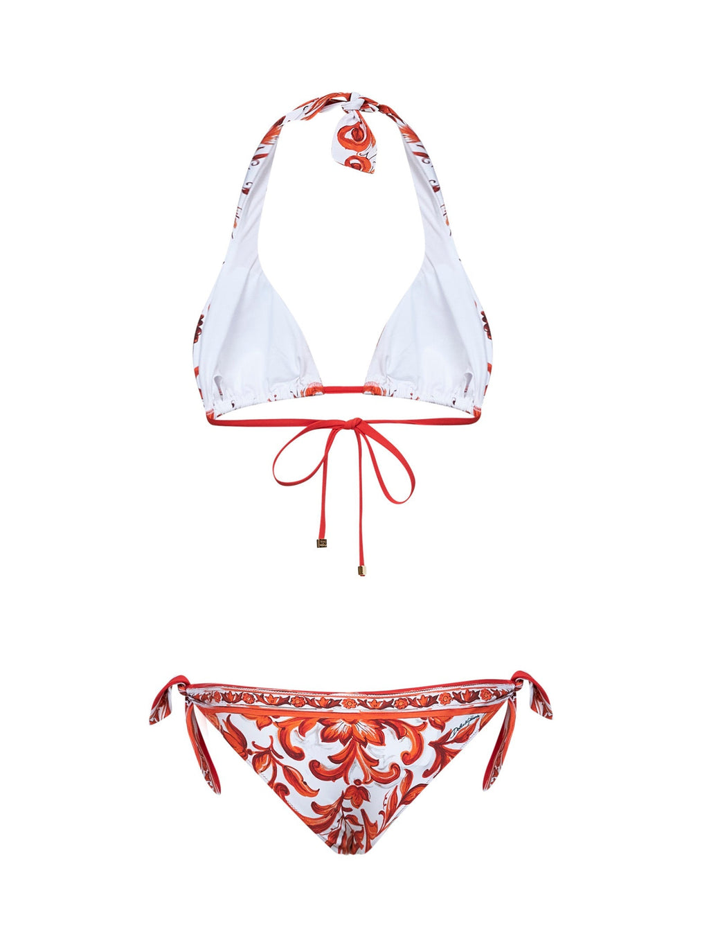 Dolce & Gabbana Women Orange Maiolica-Print Lycra Bikini