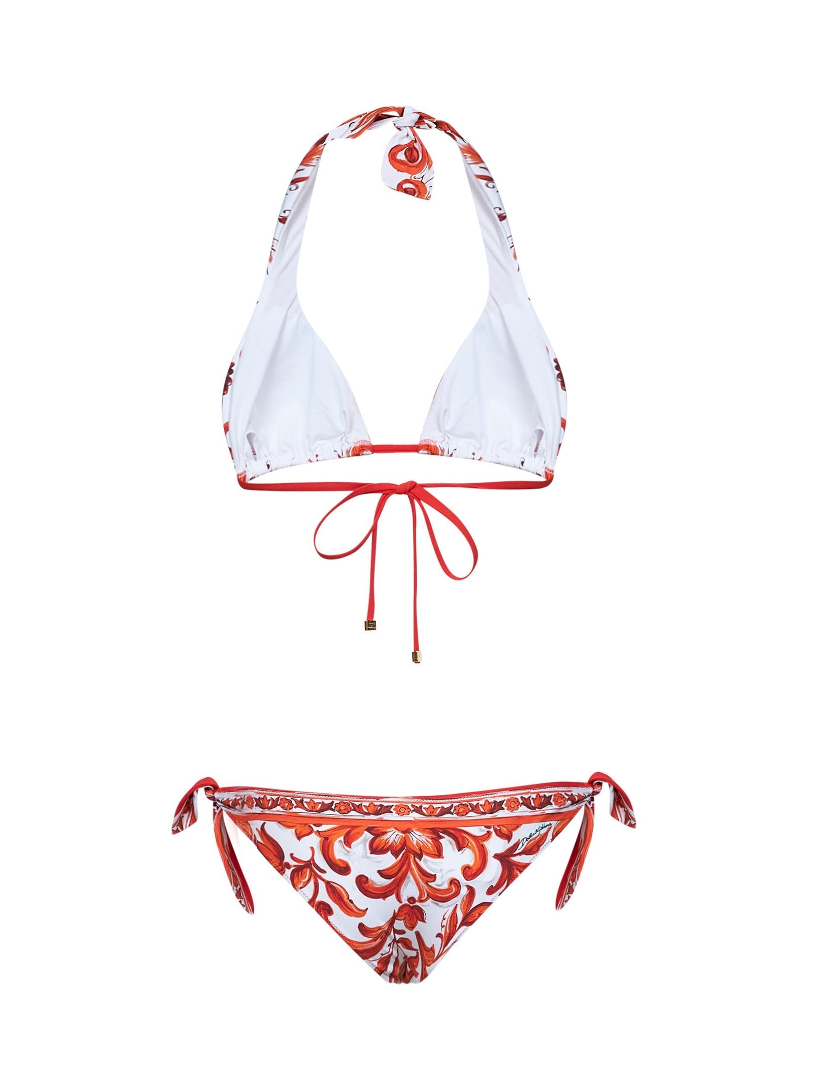 Dolce & Gabbana Women Orange Maiolica-Print Lycra Bikini