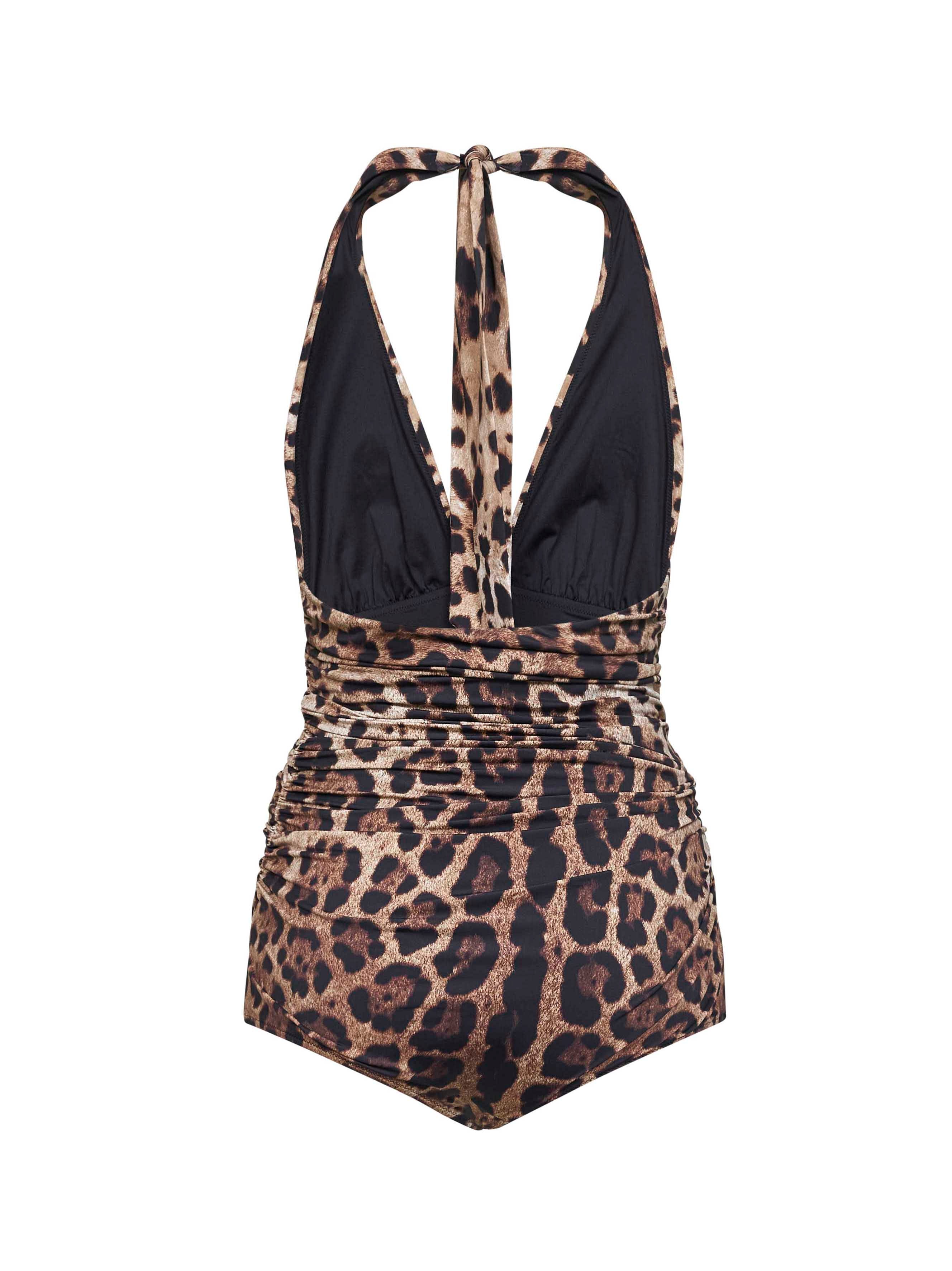 Dolce & Gabbana Women Leopard Printed Sensitive Fabric One-Piece Swimsuit