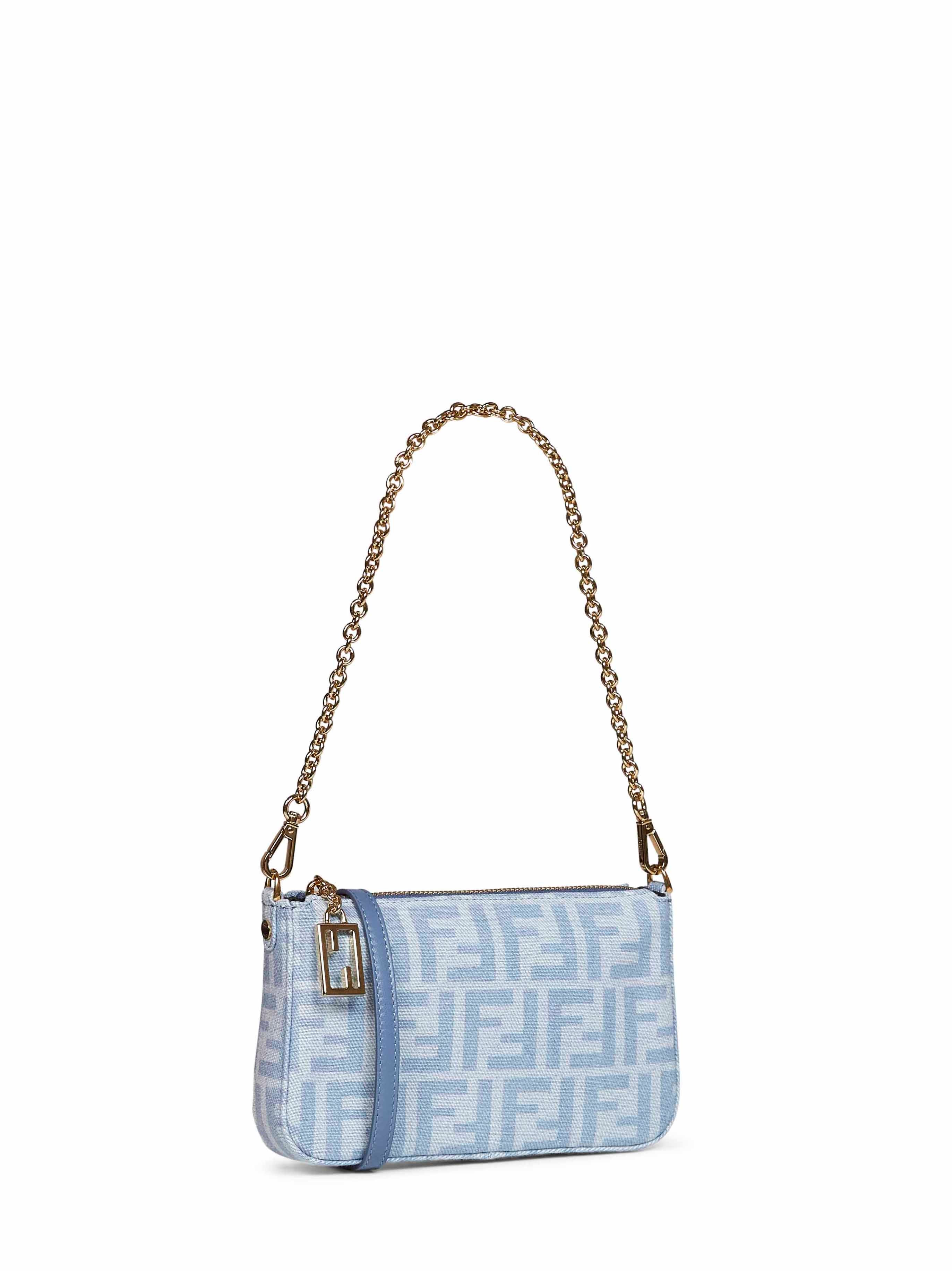 Fendi Women Light Blue Baguette Pouch Bag