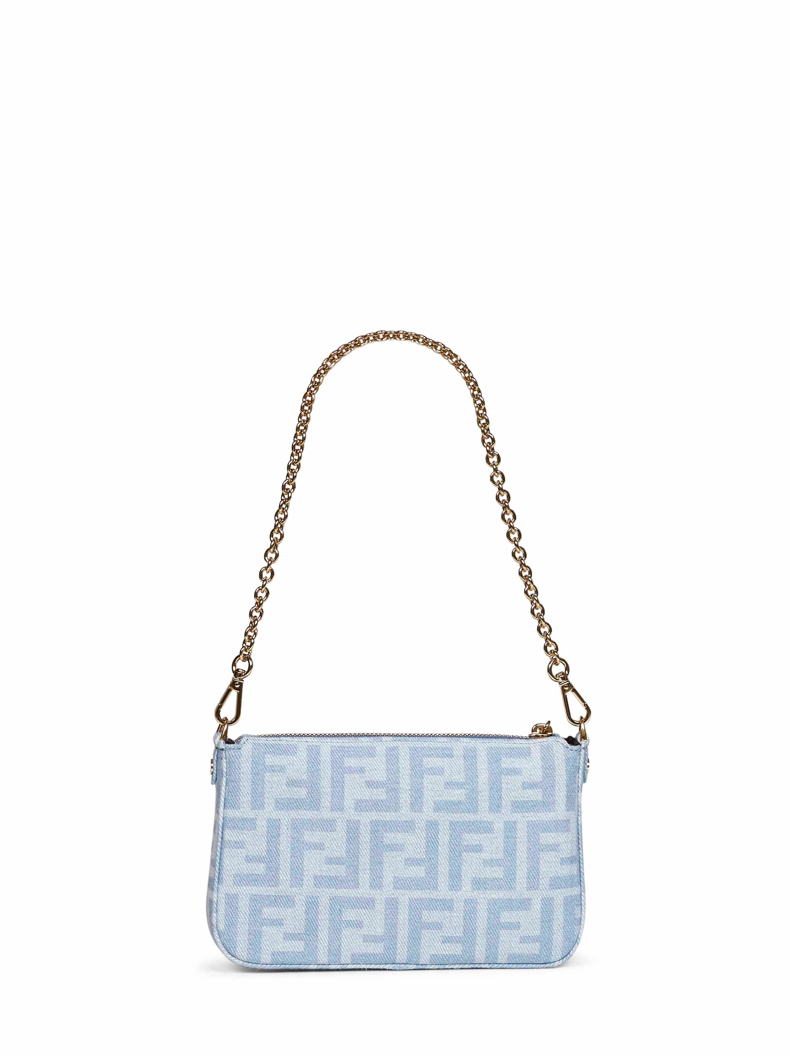 Fendi Women Light Blue Baguette Pouch Bag