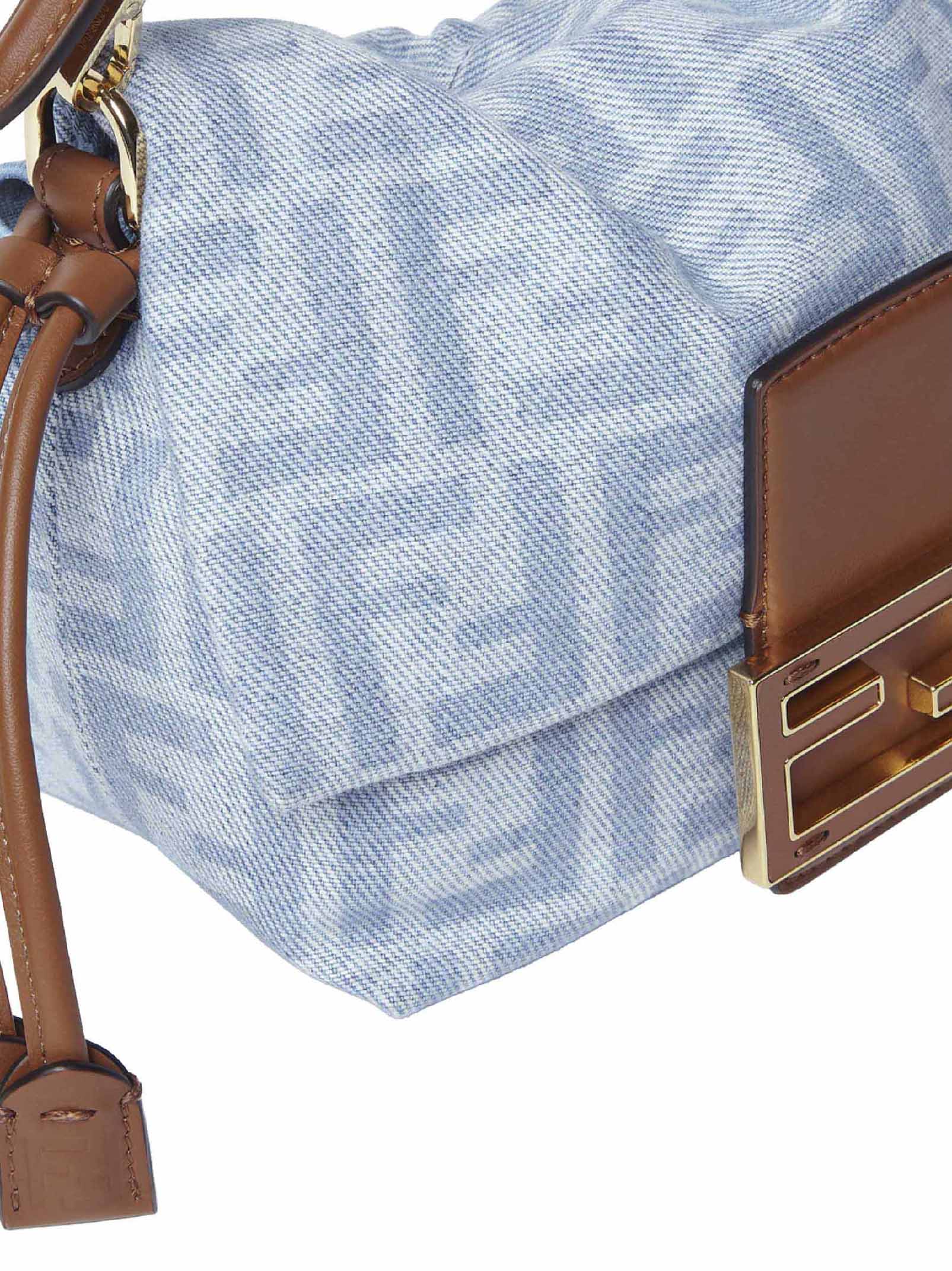 Fendi Women Light Blue Mamma Baguette Small Mini Bag
