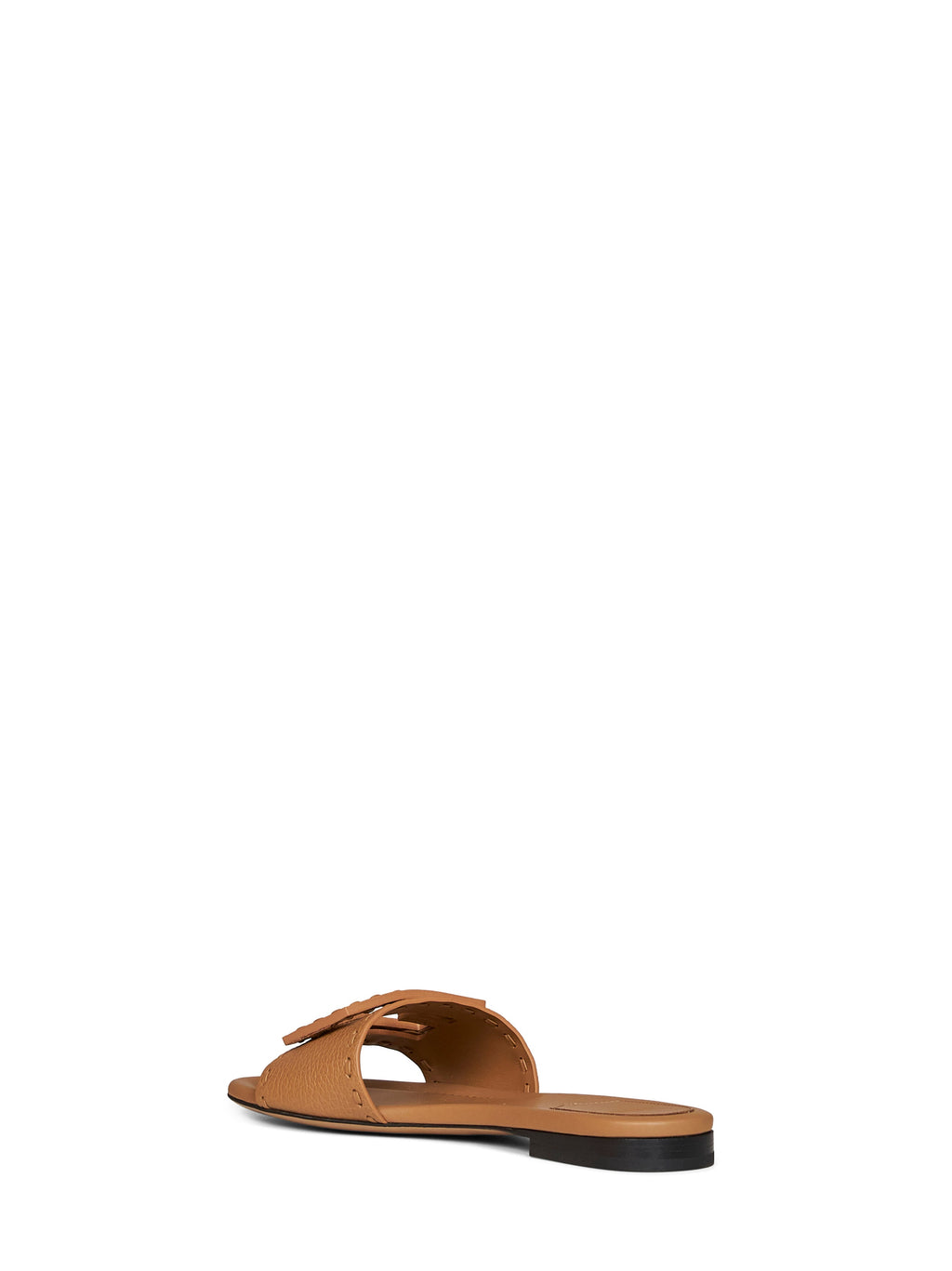 Fendi Women Tan Leather Baguette Slides