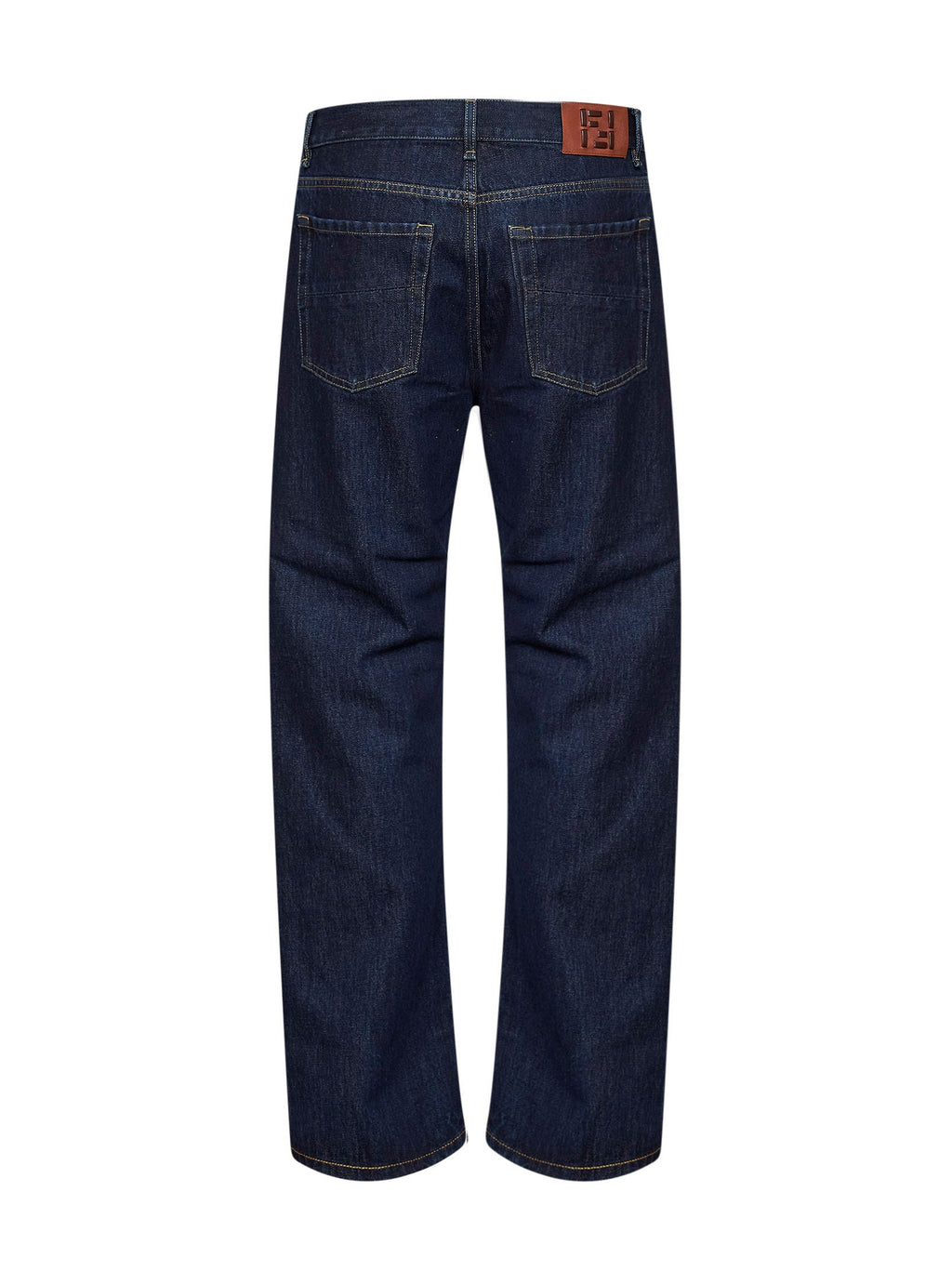 Fendi Men Dark Blue Cotton Denim Straight Jeans