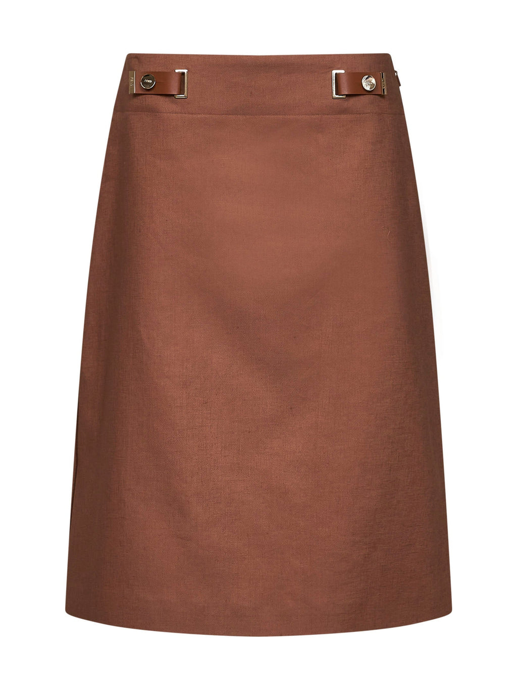 Fendi Women Brown Linen And Cotton Midi Skirt