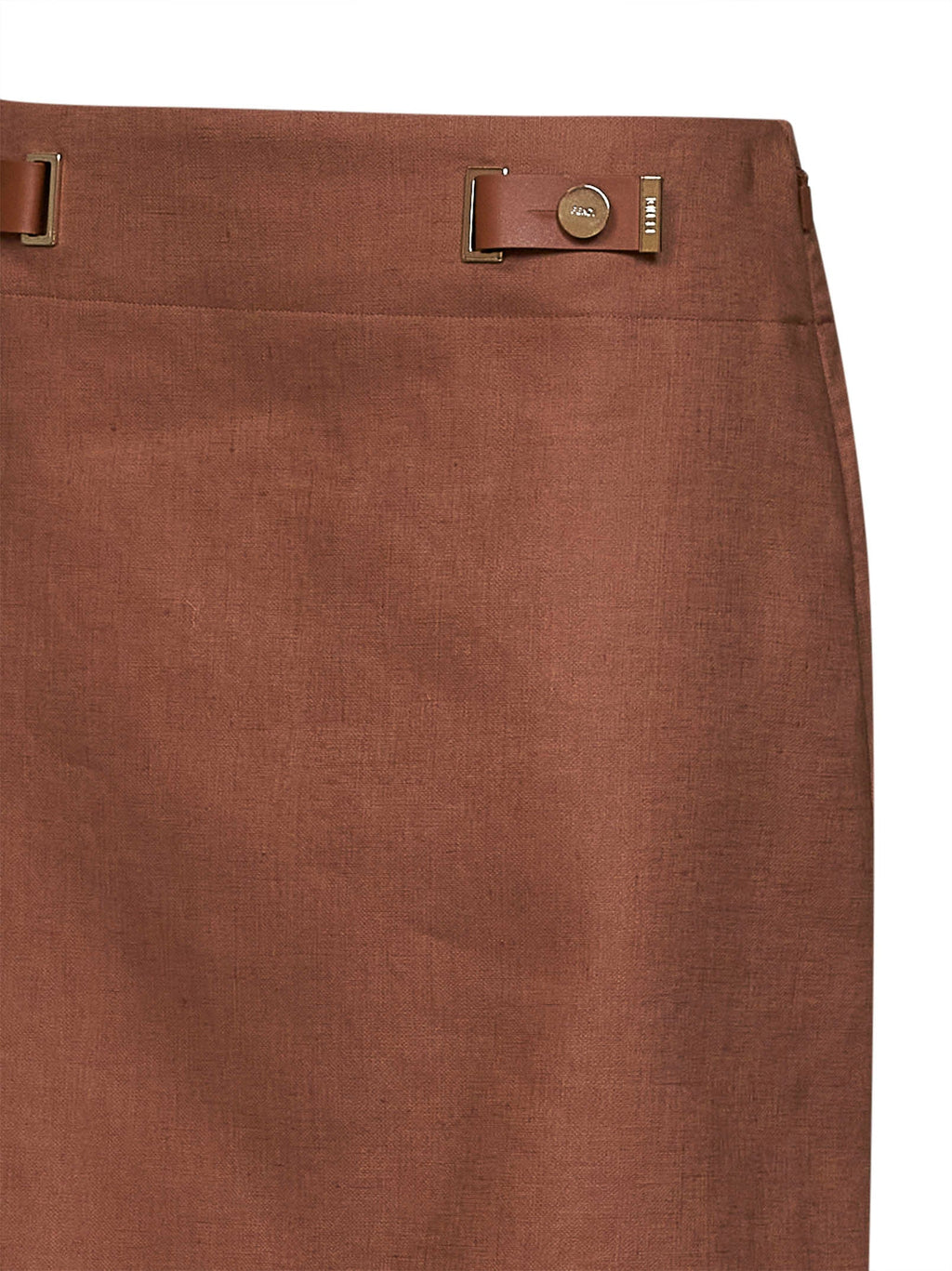Fendi Women Brown Linen And Cotton Midi Skirt