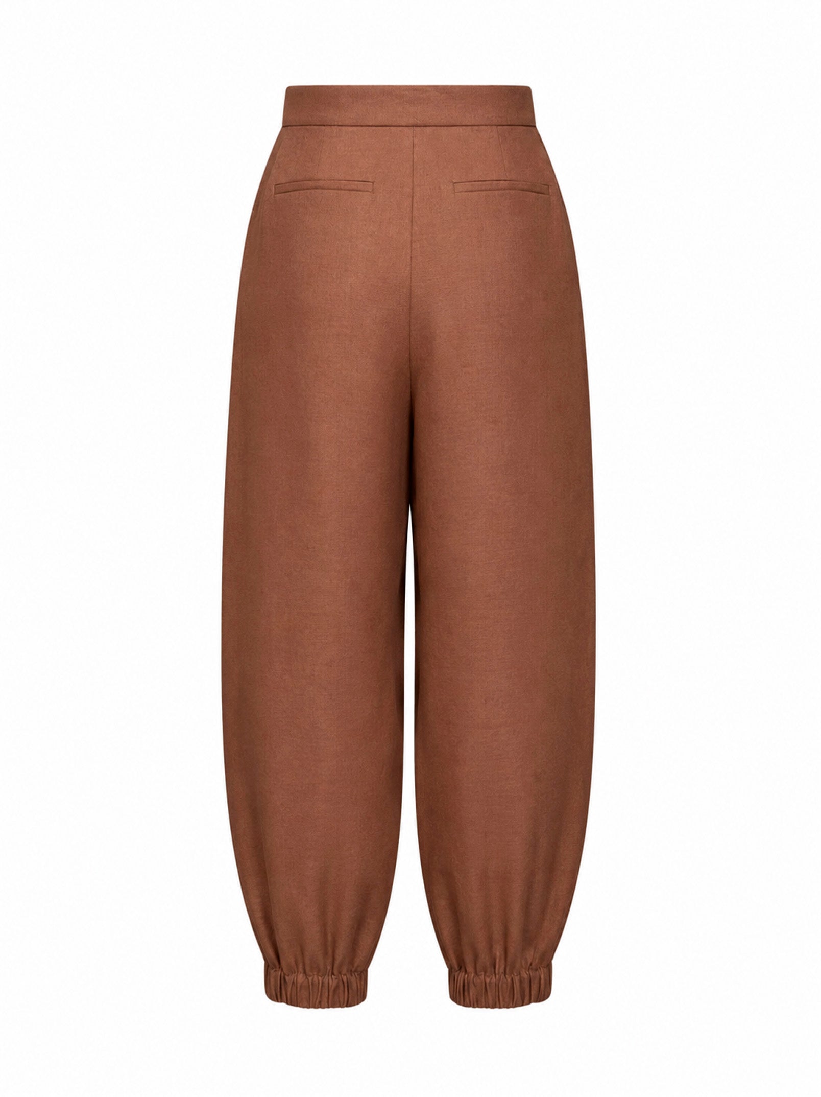 Fendi Women Brown Linen And Cotton High-Rise Balloon Trousers