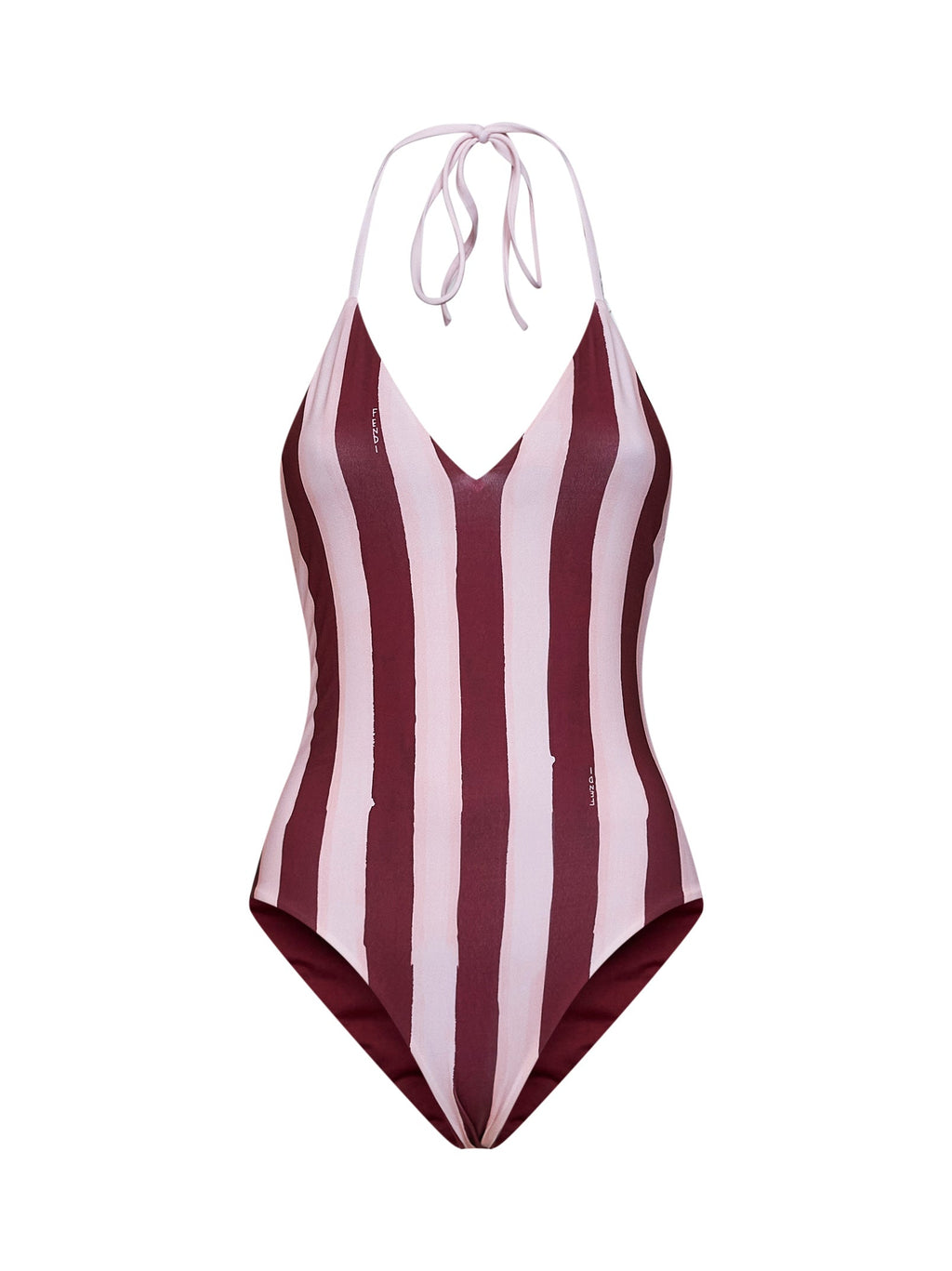 Fendi Women Red And Pink Lycra Pequin Reversible One-Piece Swimsuit