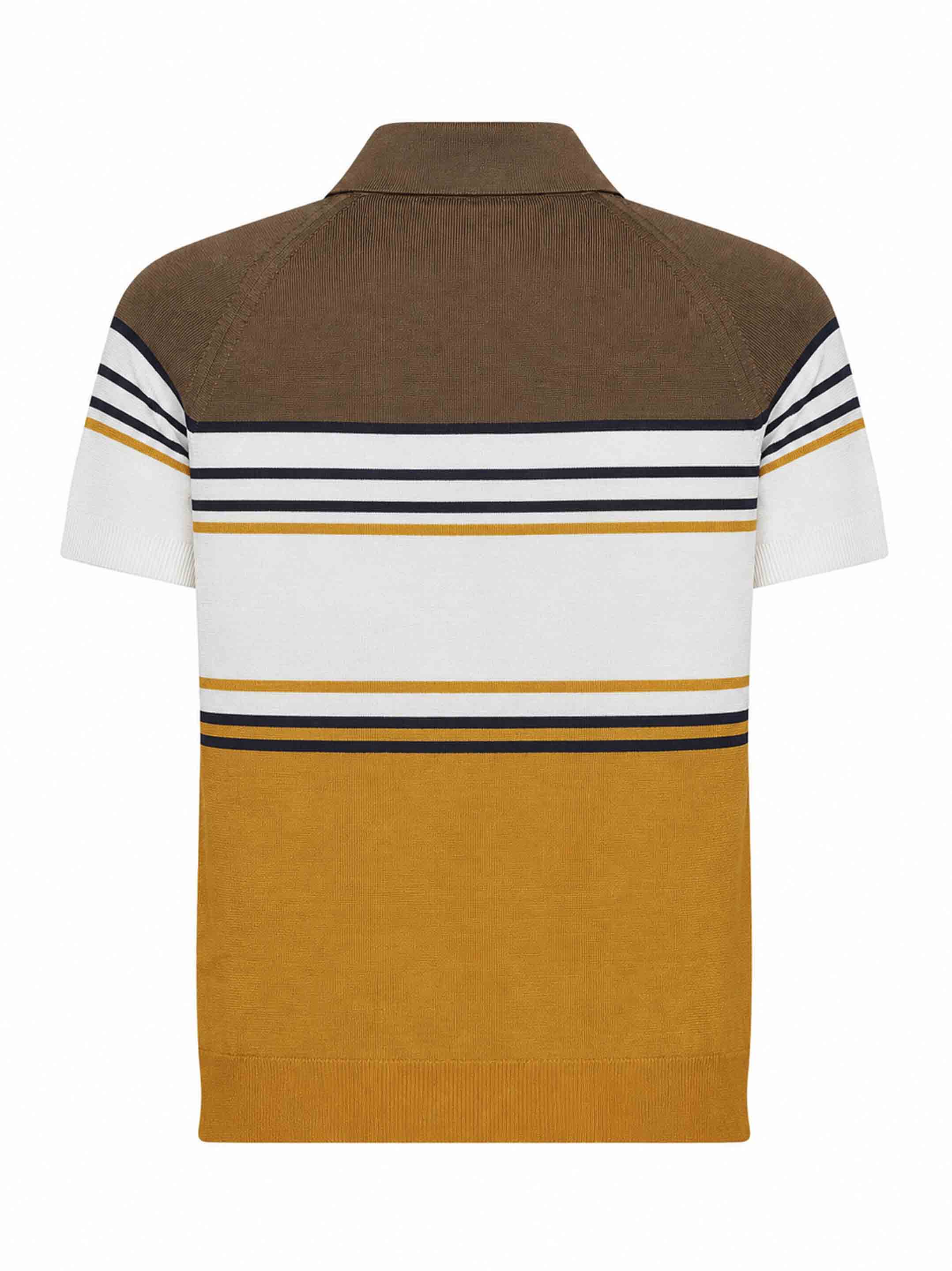 Fendi Men Multicolor Striped Color Block Viscose Knit Polo Shirt
