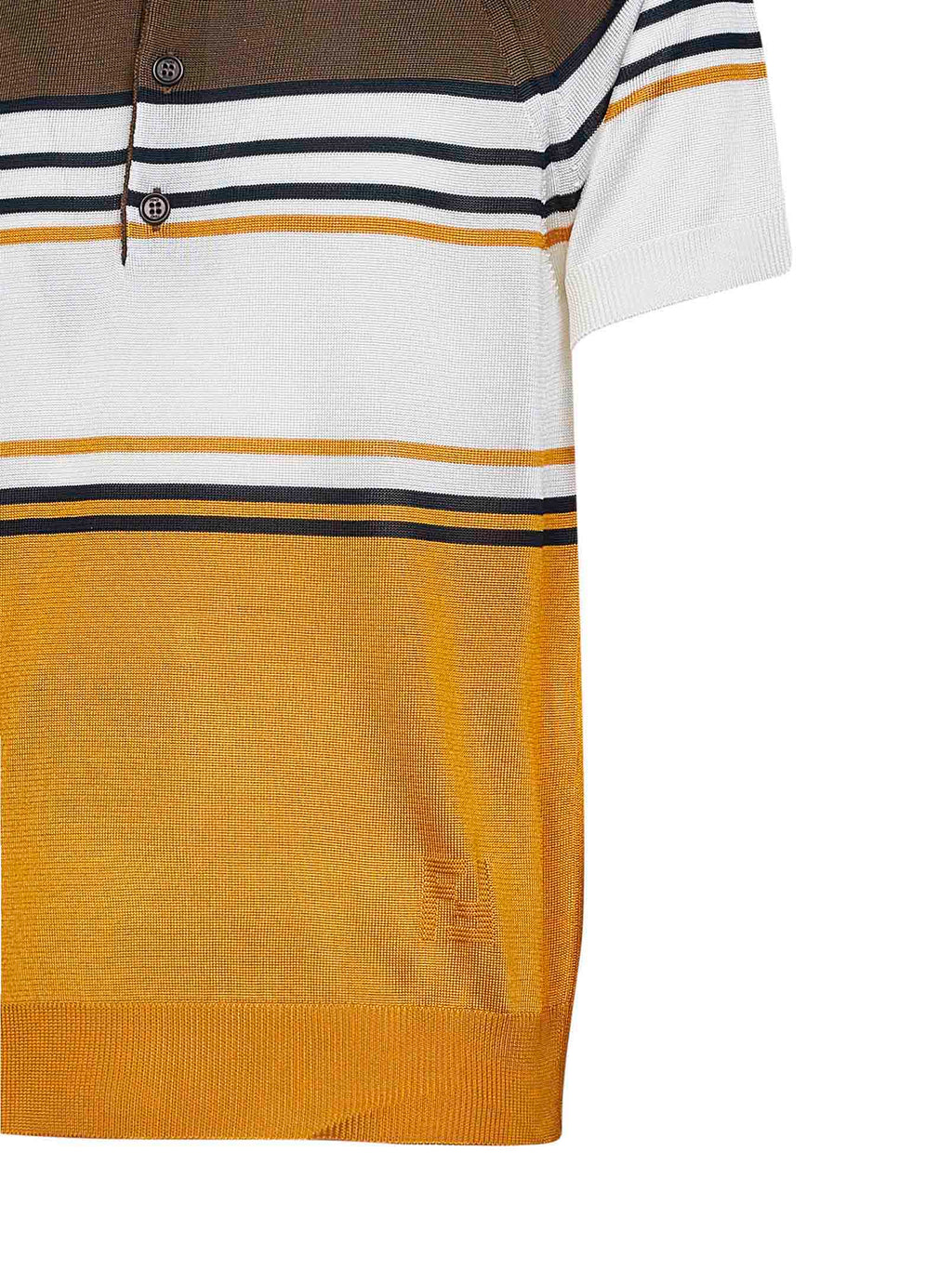 Fendi Men Multicolor Striped Color Block Viscose Knit Polo Shirt