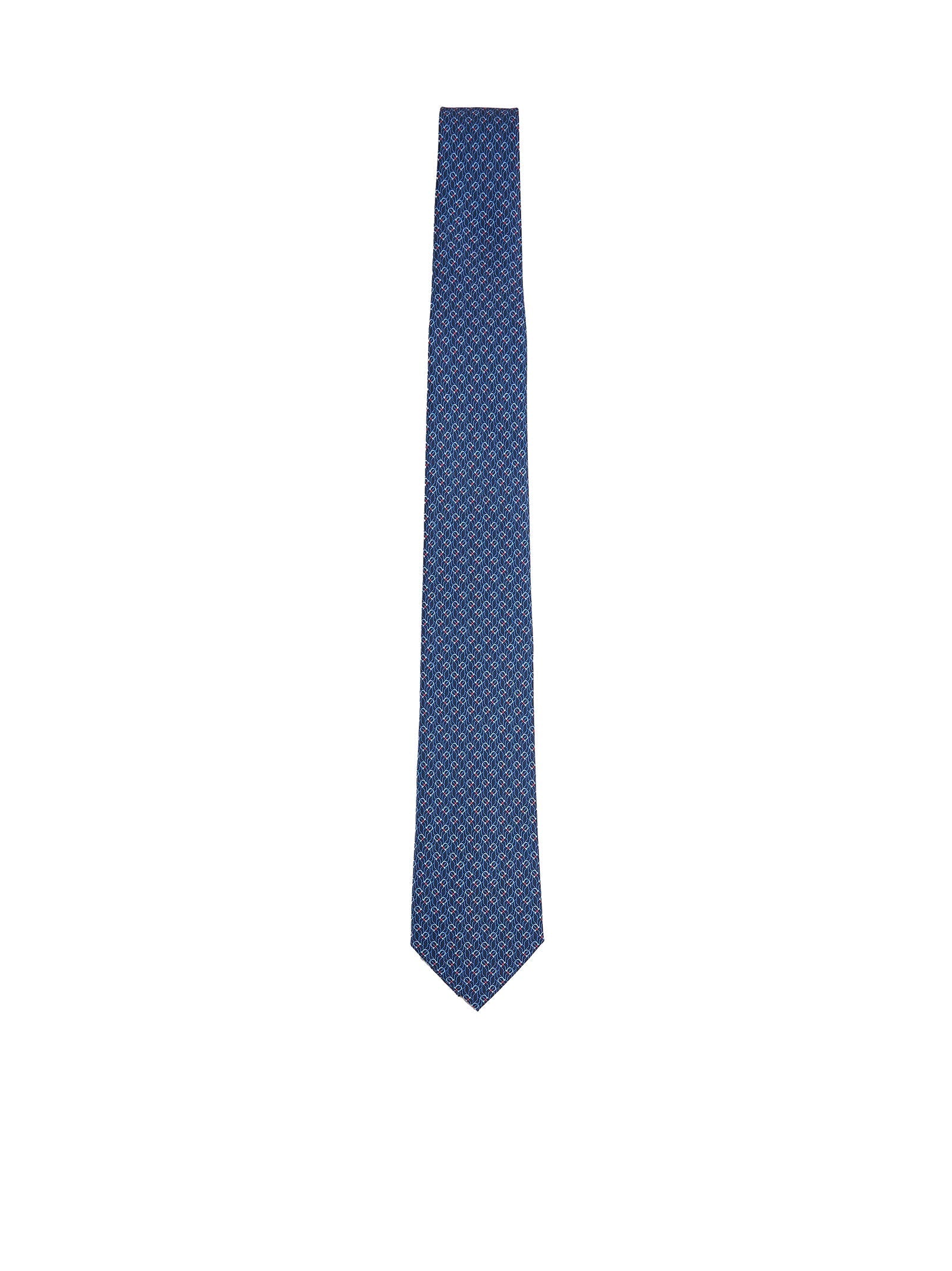 Ferragamo Men Blue Silk Tetris Print Tie
