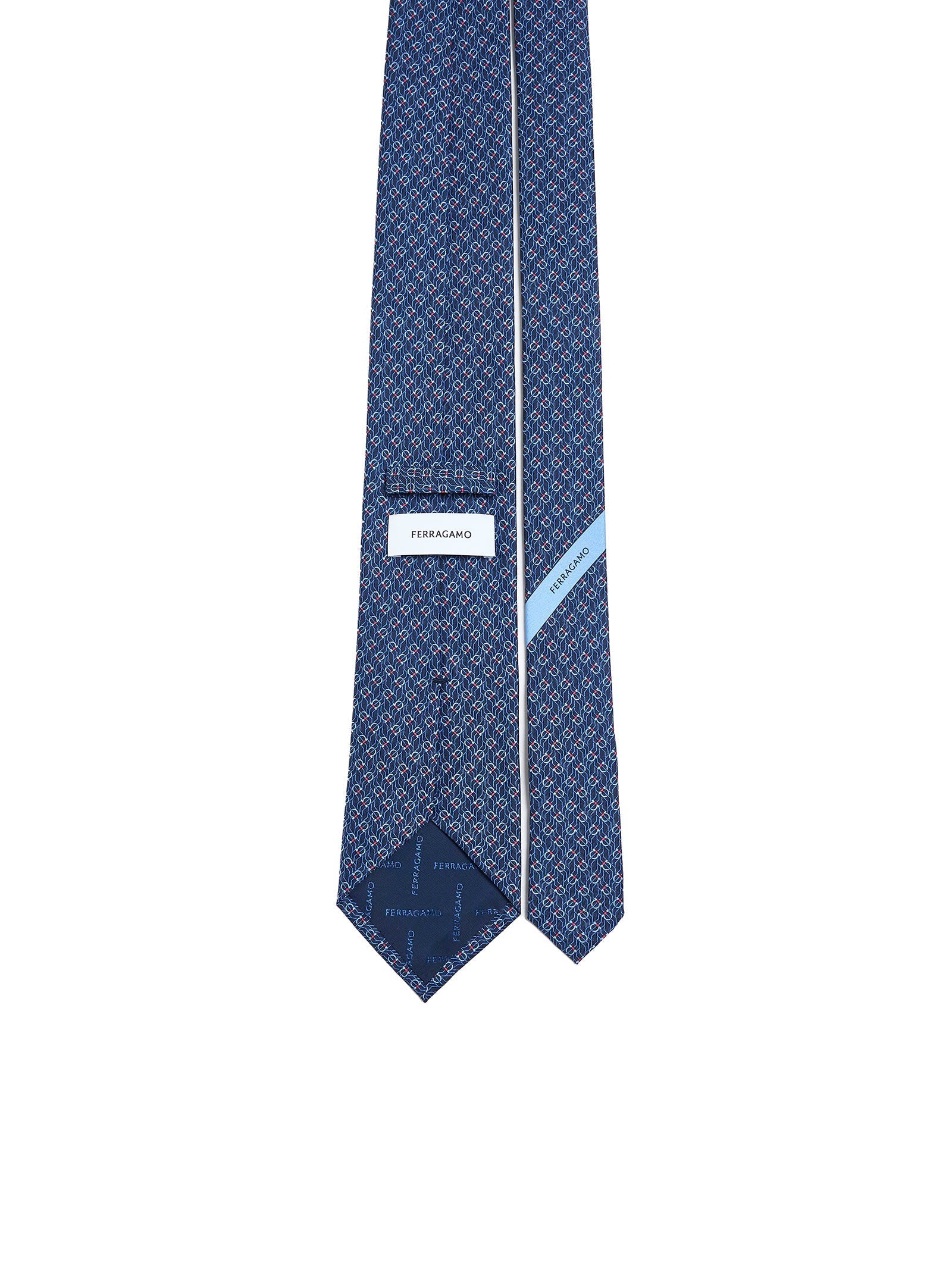 Ferragamo Men Blue Silk Tetris Print Tie