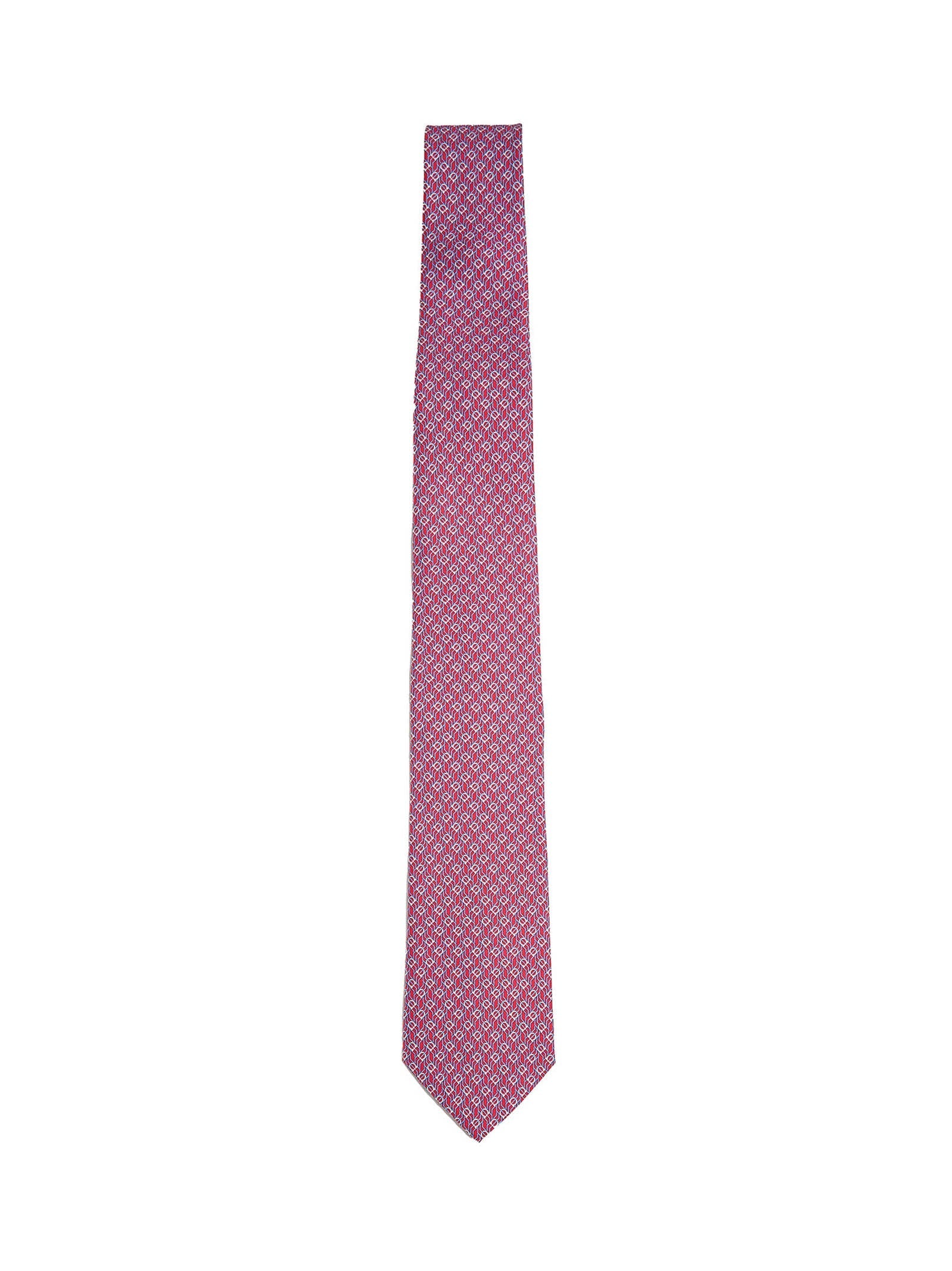 Ferragamo Men Red Silk Tetris Print Tie