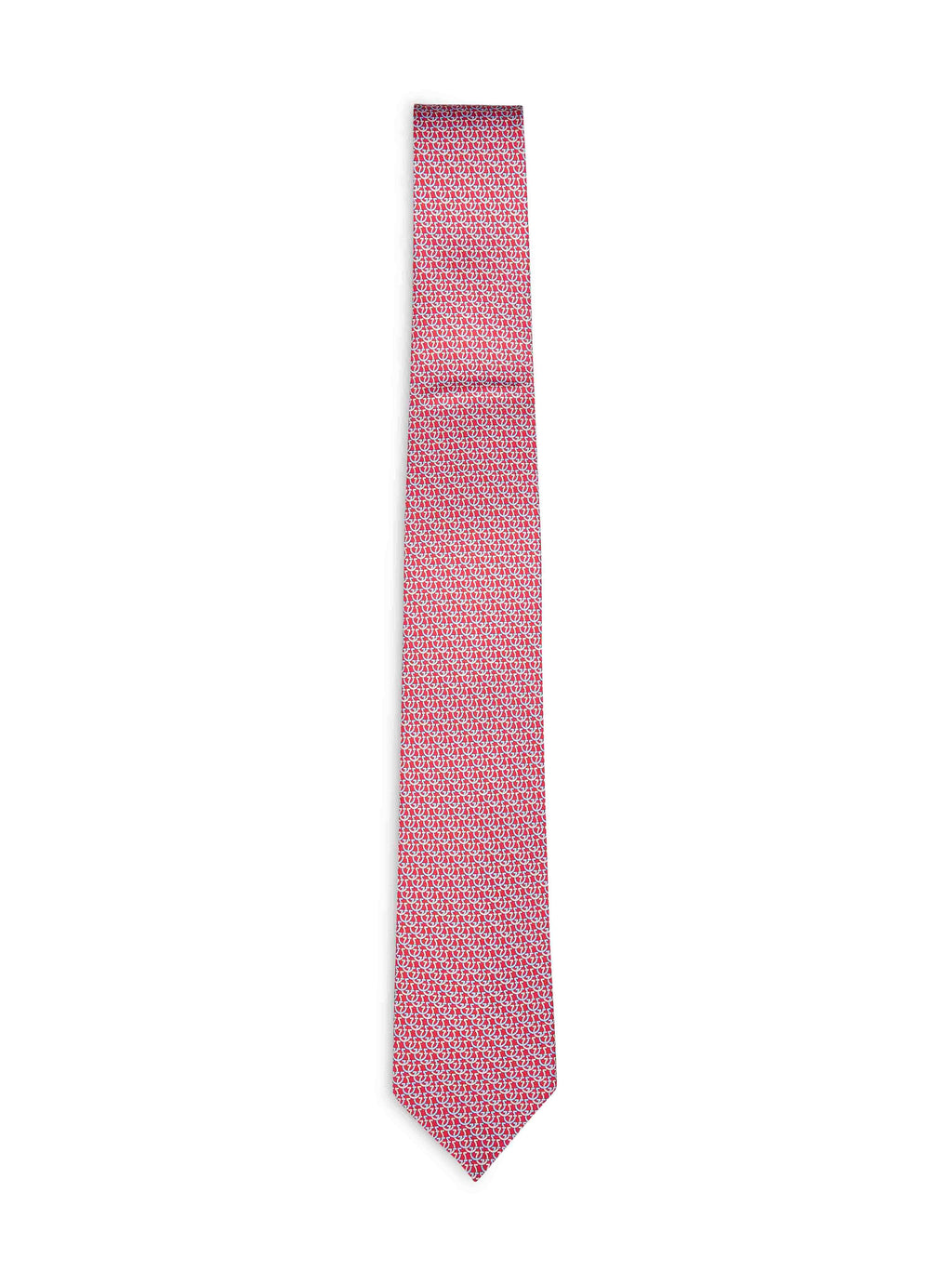 Ferragamo Men Red Gancini Silk Twill Cerchio Tie