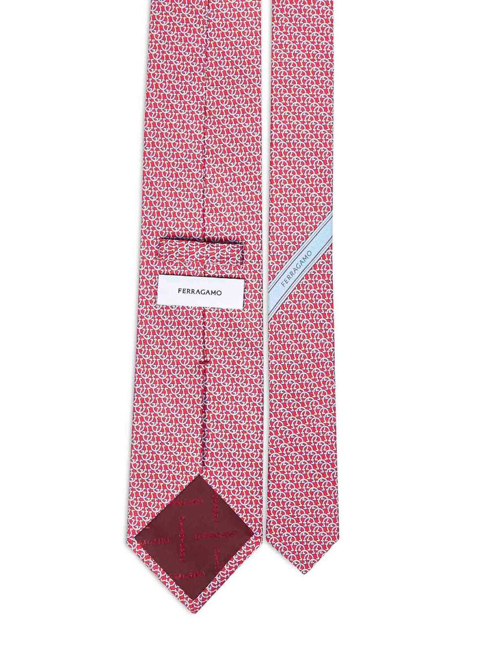 Ferragamo Men Red Gancini Silk Twill Cerchio Tie