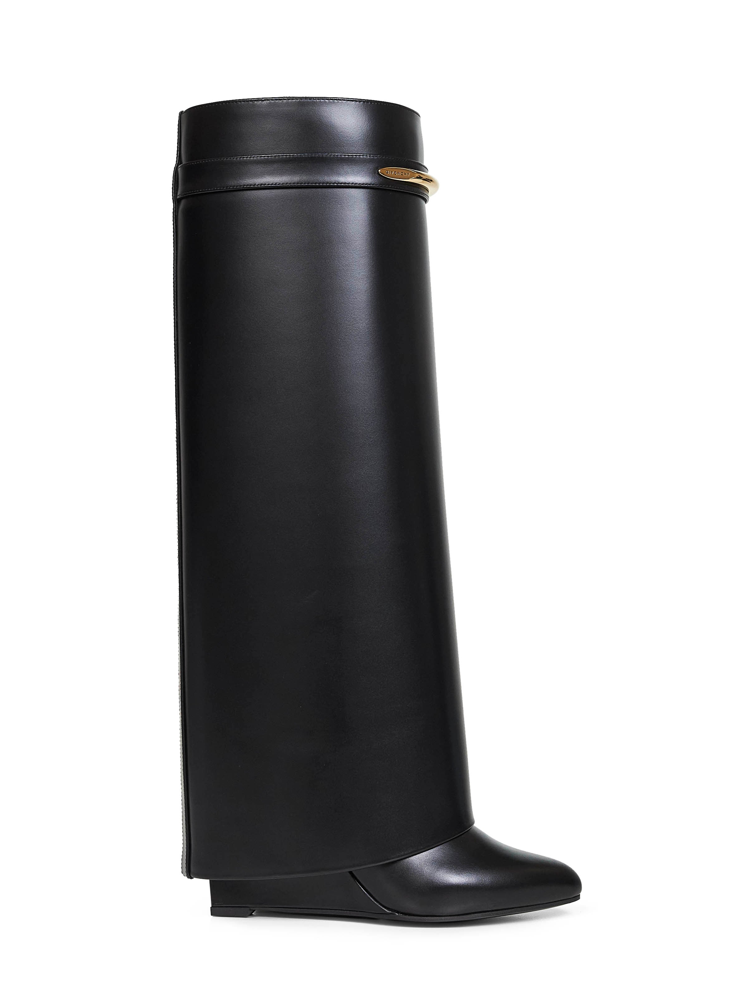 Givenchy Women Black Leather Shark Pinch Knee-High Boots