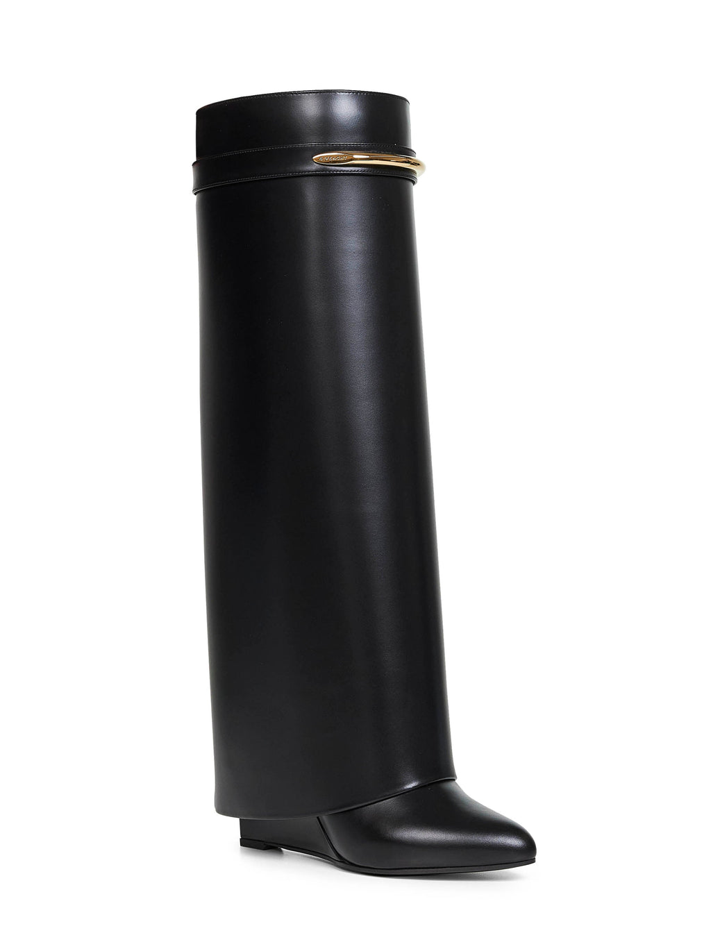 Givenchy Women Black Leather Shark Pinch Knee-High Boots