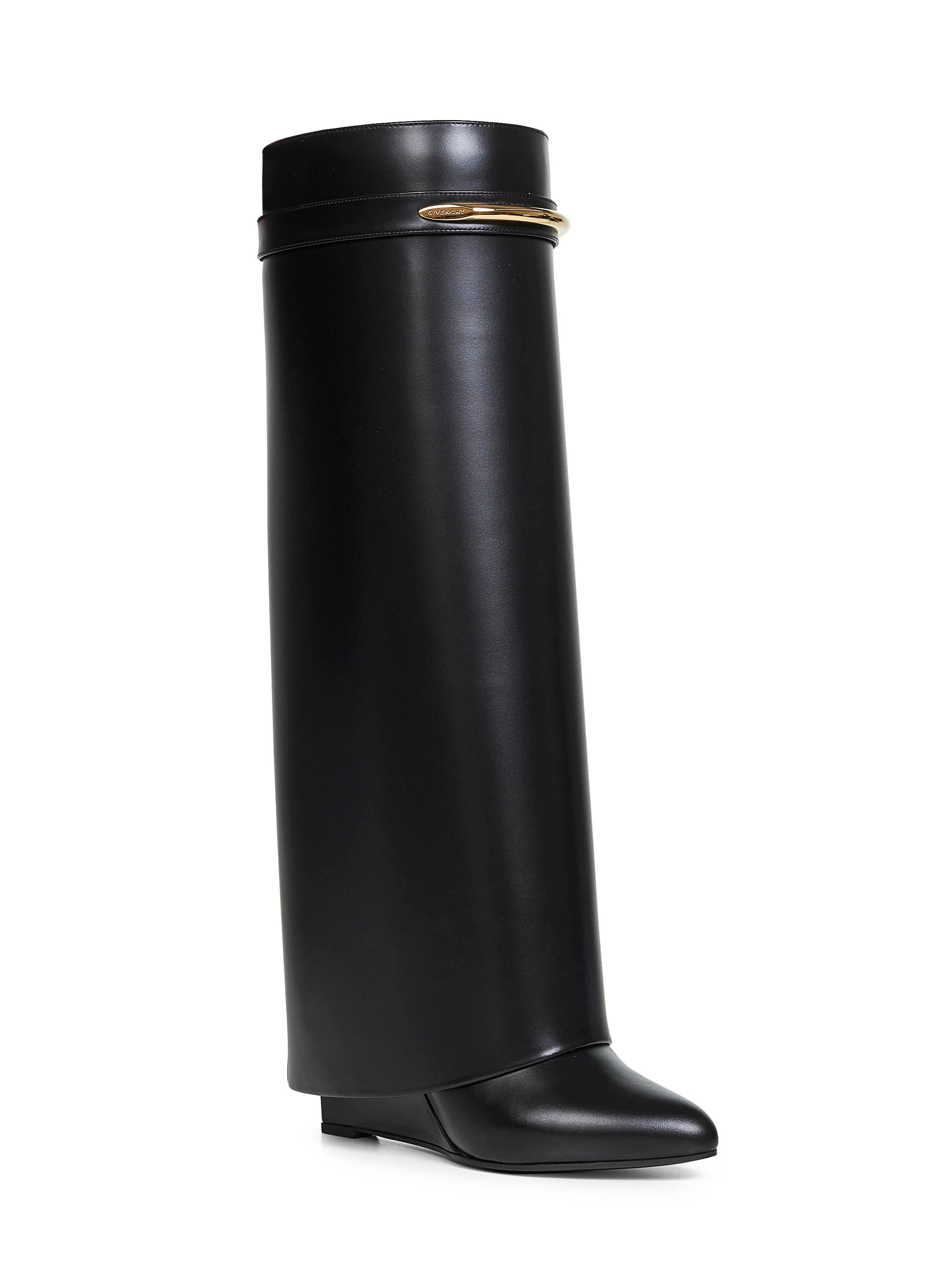 Givenchy Women Black Leather Shark Pinch Knee-High Boots
