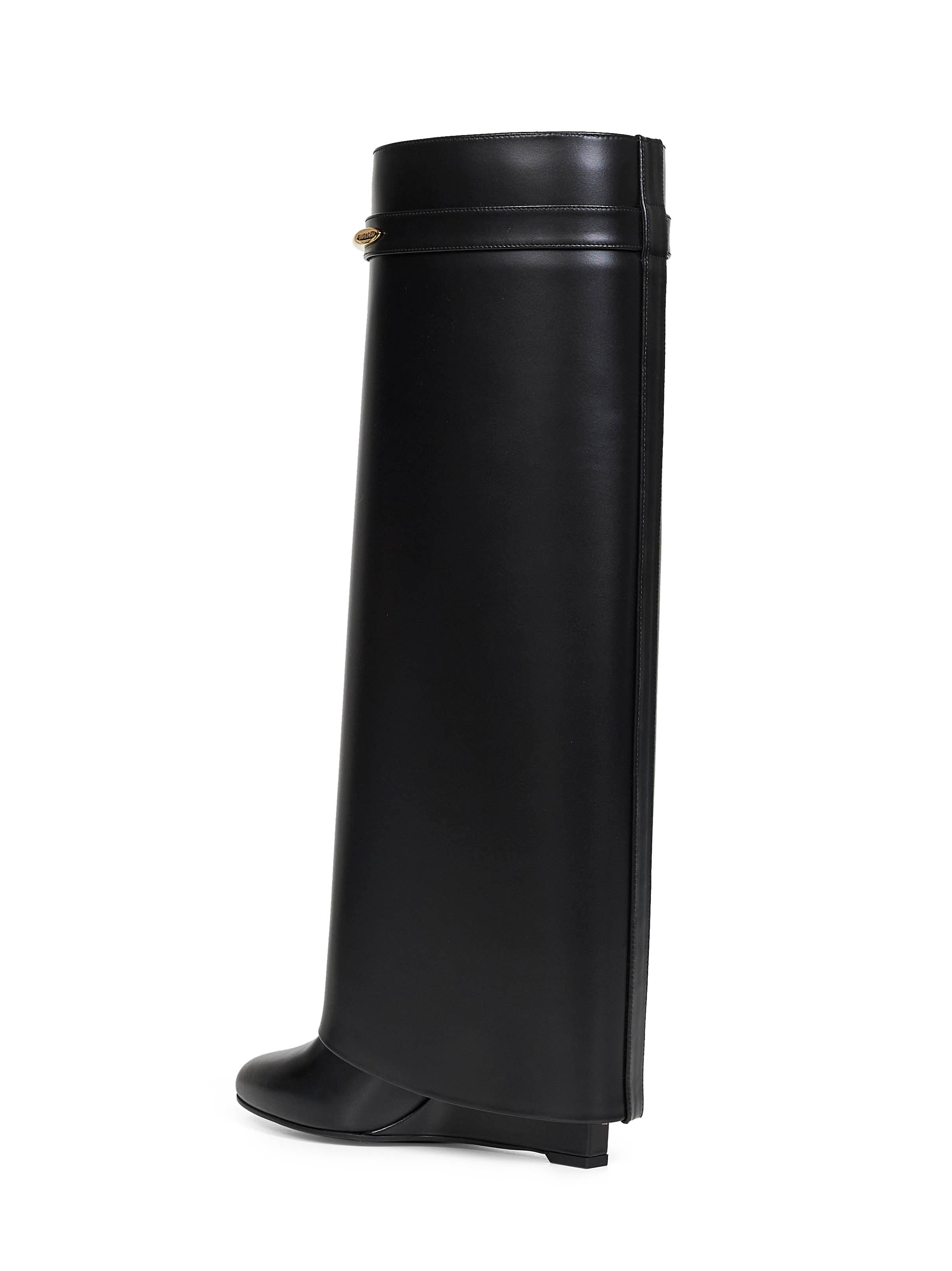 Givenchy Women Black Leather Shark Pinch Knee-High Boots