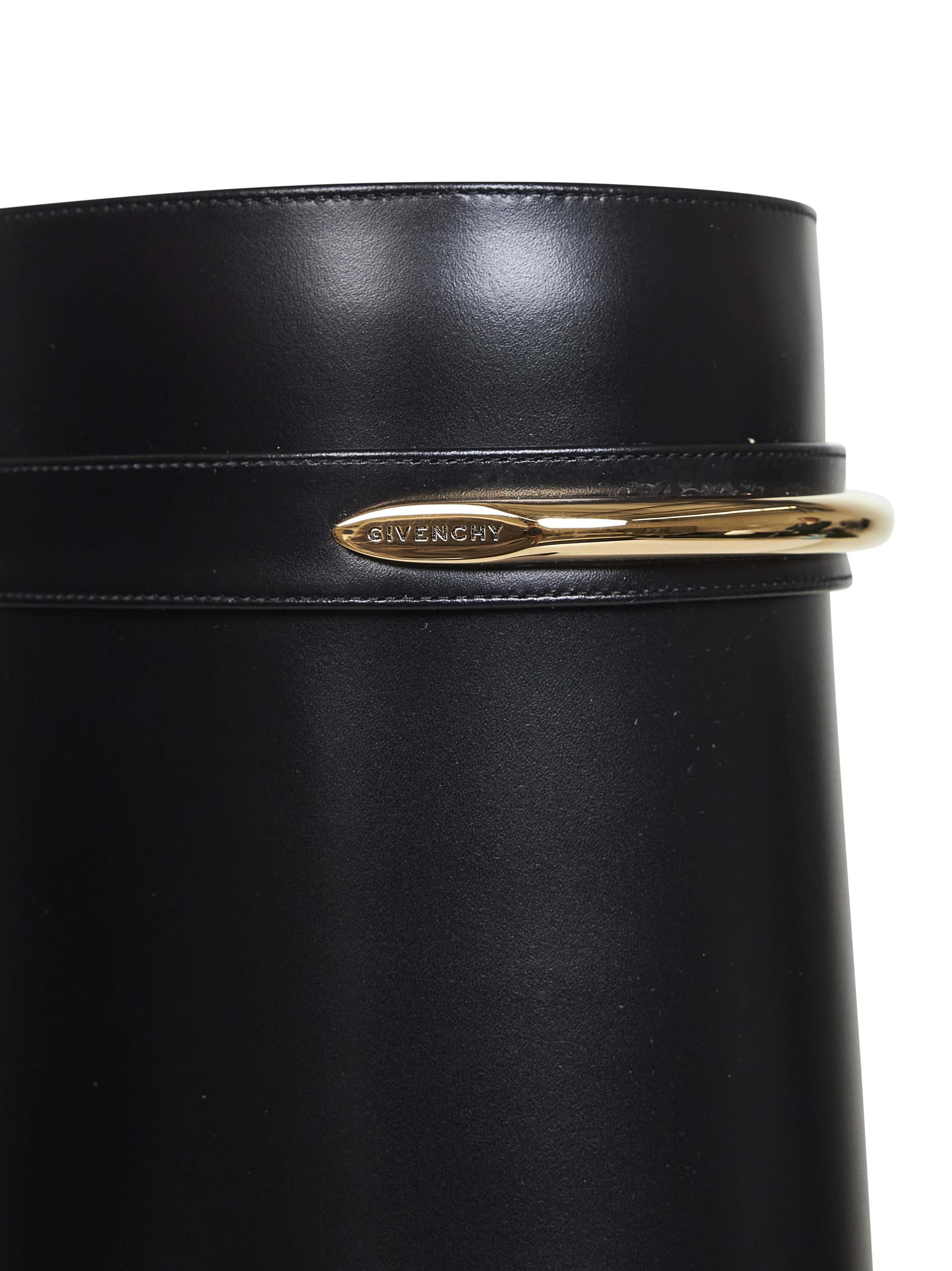 Givenchy Women Black Leather Shark Pinch Knee-High Boots
