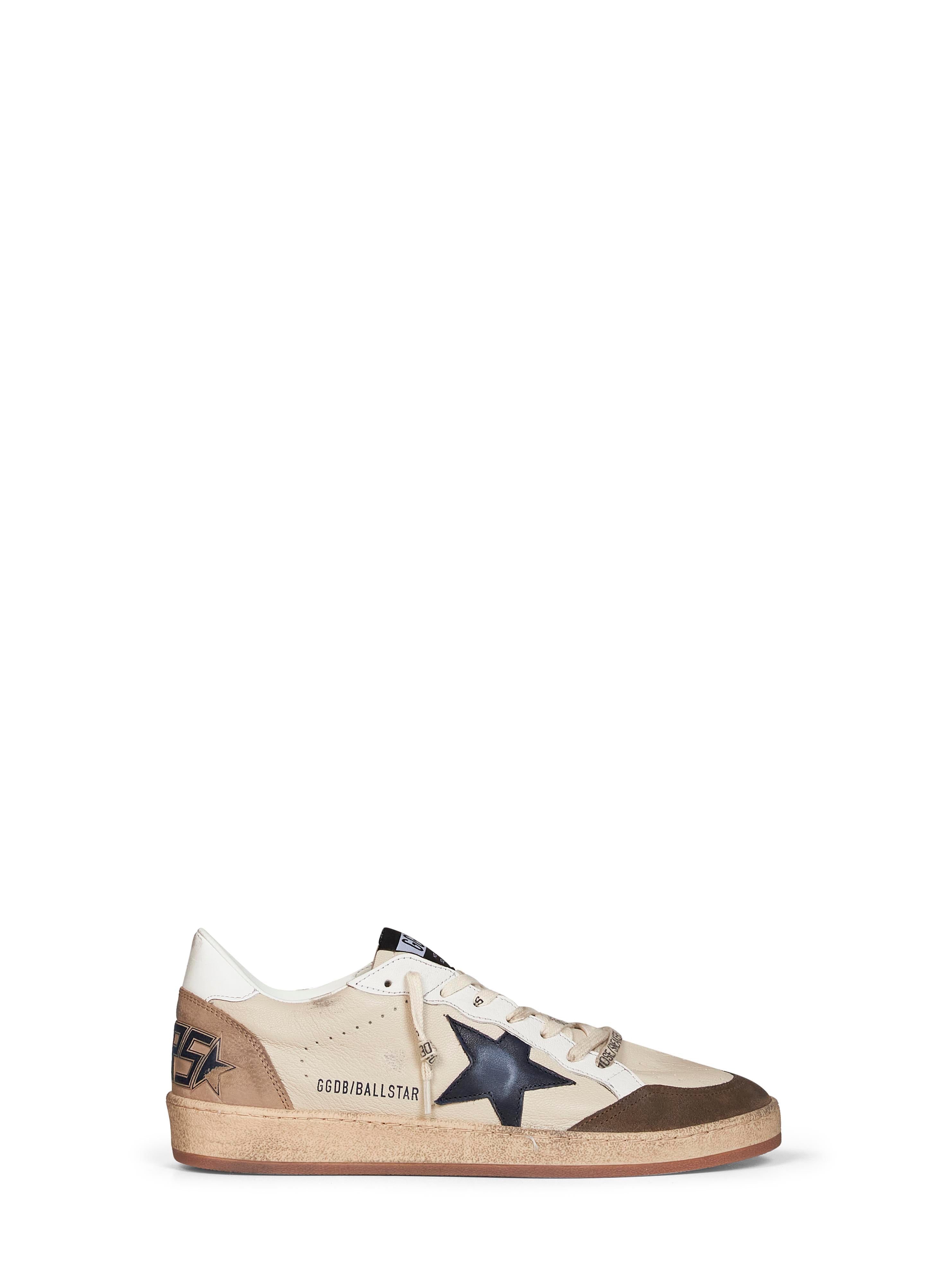 Golden Goose Men Cream Leather Ball Star Sneakers