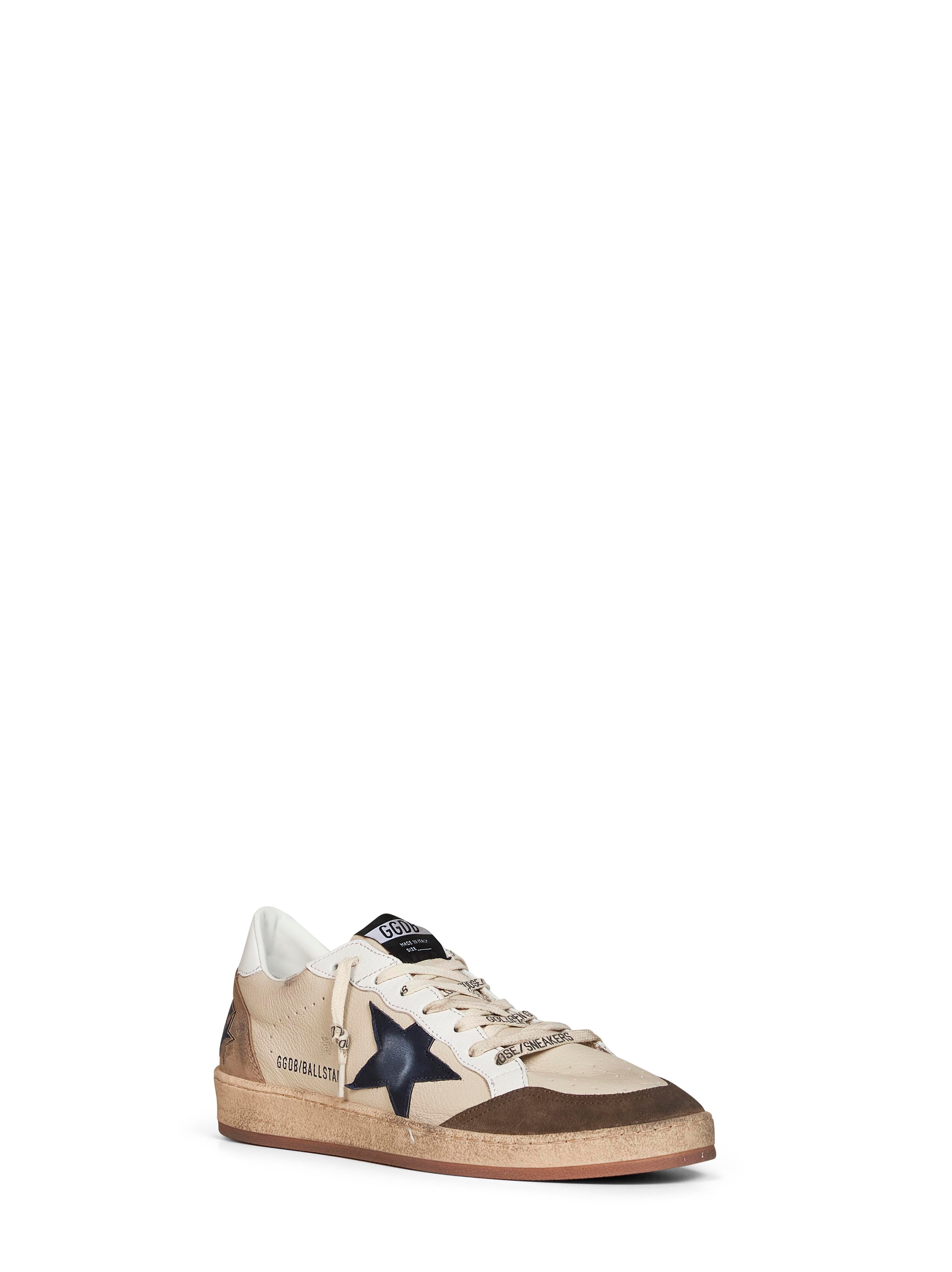Golden Goose Men Cream Leather Ball Star Sneakers