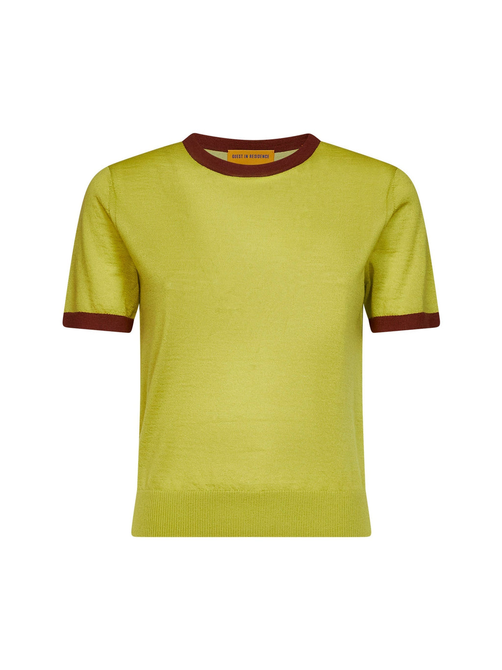 Guest In Residence Women Green Cashmere Knit Airy Ringer T-Shirt
