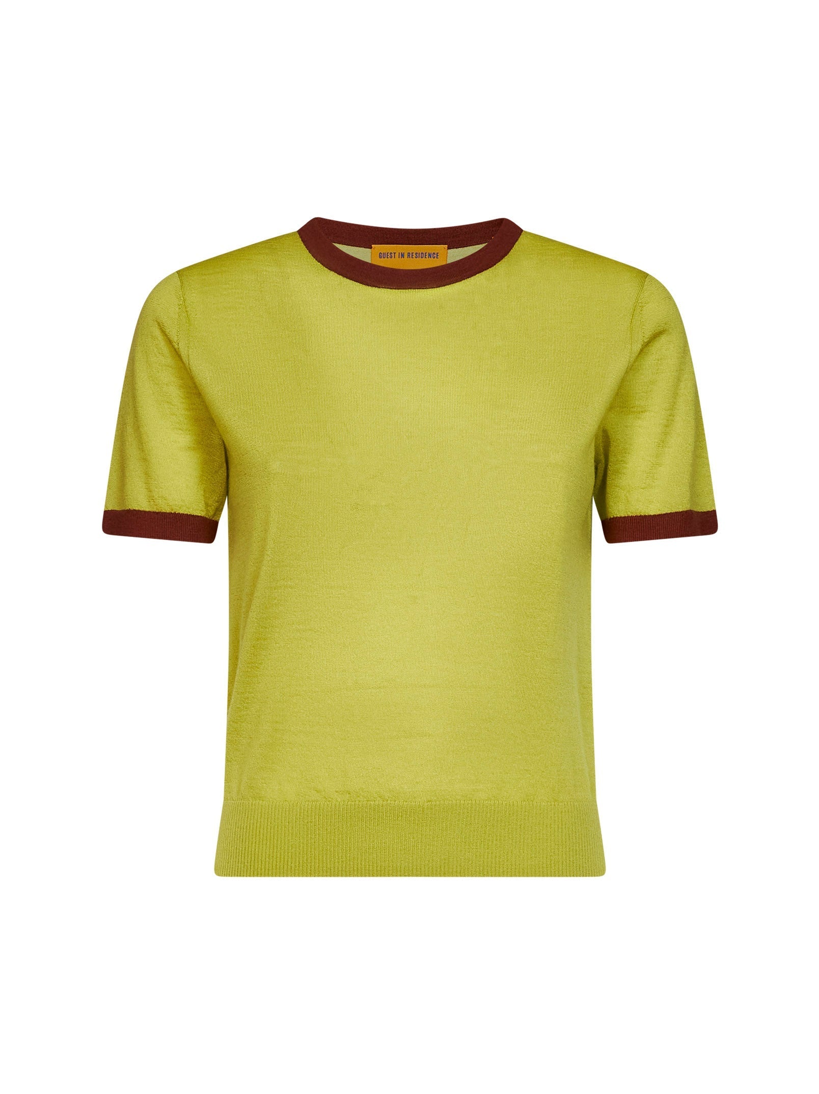Guest In Residence Women Green Cashmere Knit Airy Ringer T-Shirt