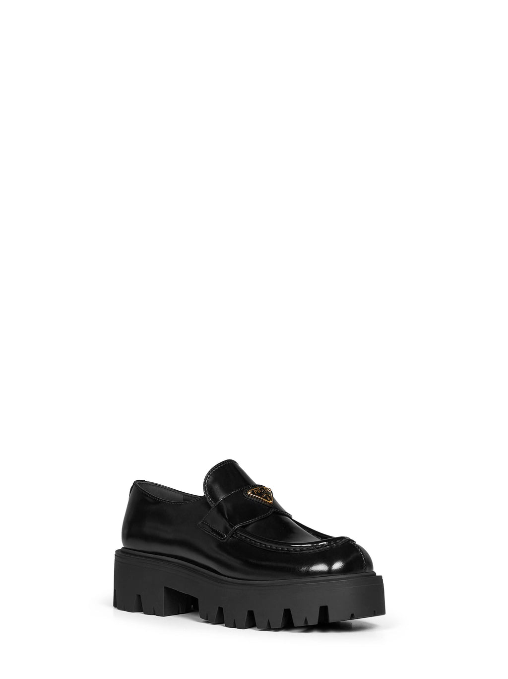 Prada Calzature Women Black Brushed Leather Loafers
