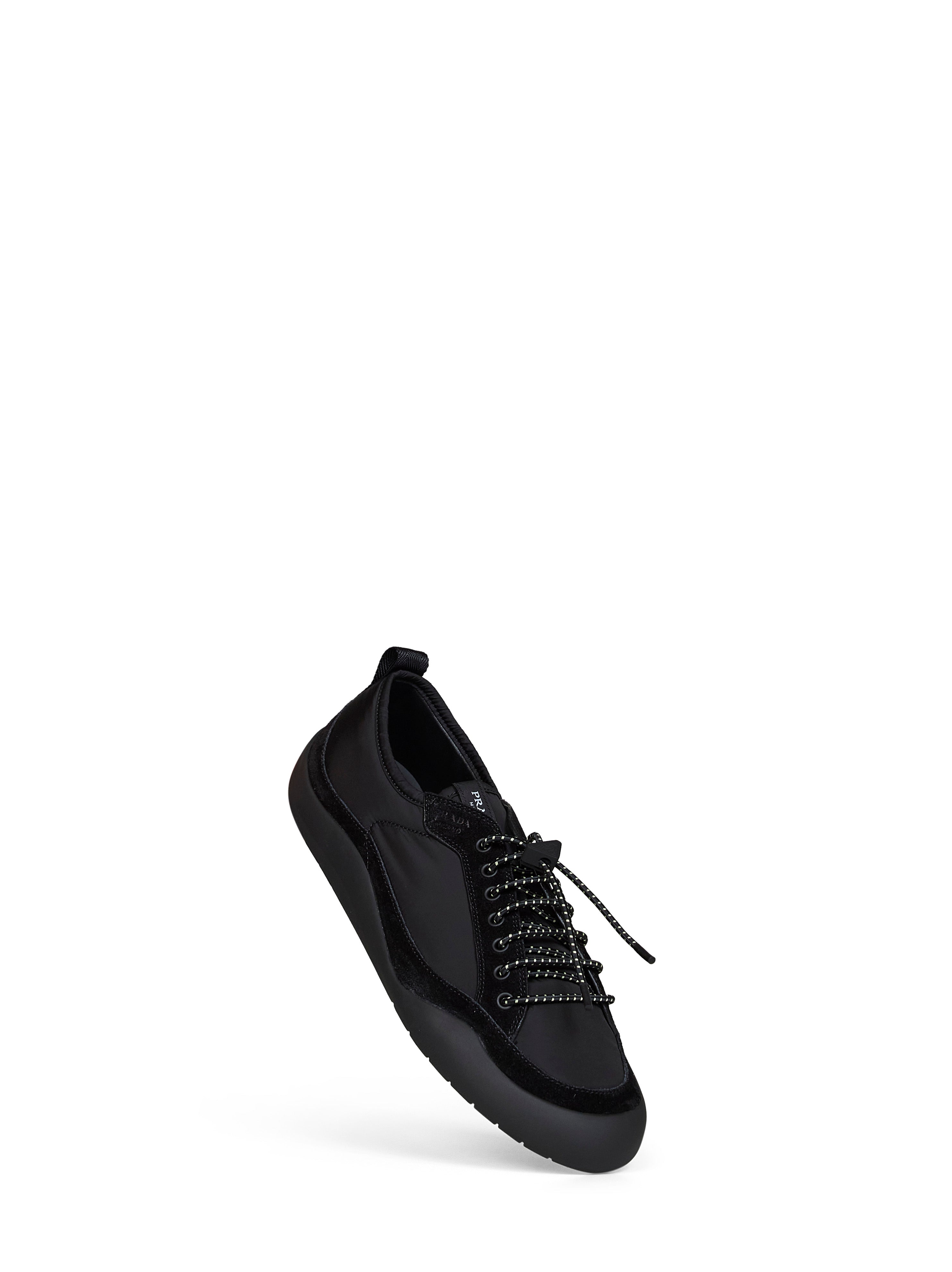 Prada Calzature Men Black Re-Nylon And Suede Speedrock Sneakers
