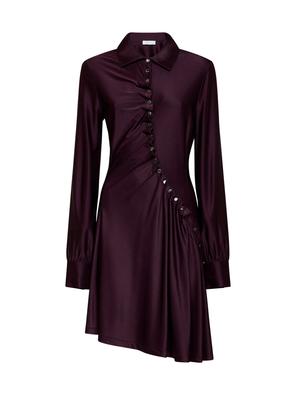 Rabanne Women Magenta Purple Jersey Asymmetric Gathered Mini Dress