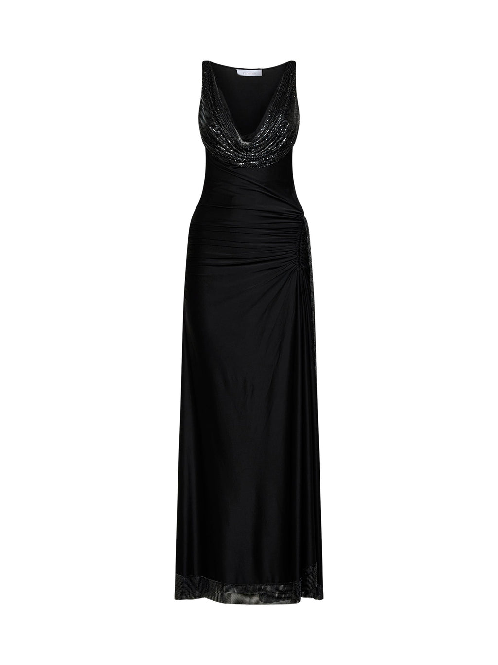 Rabanne Women Black Viscose Jersey And Mesh Long Dress