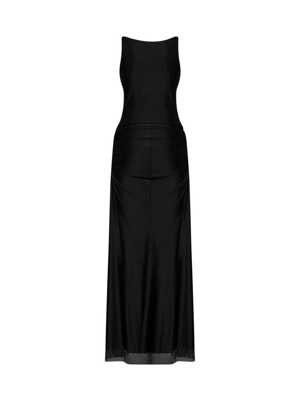 Rabanne Women Black Viscose Jersey And Mesh Long Dress