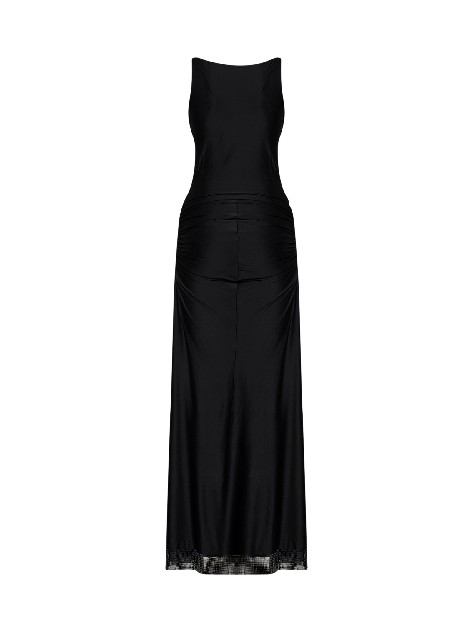Rabanne Women Black Viscose Jersey And Mesh Long Dress