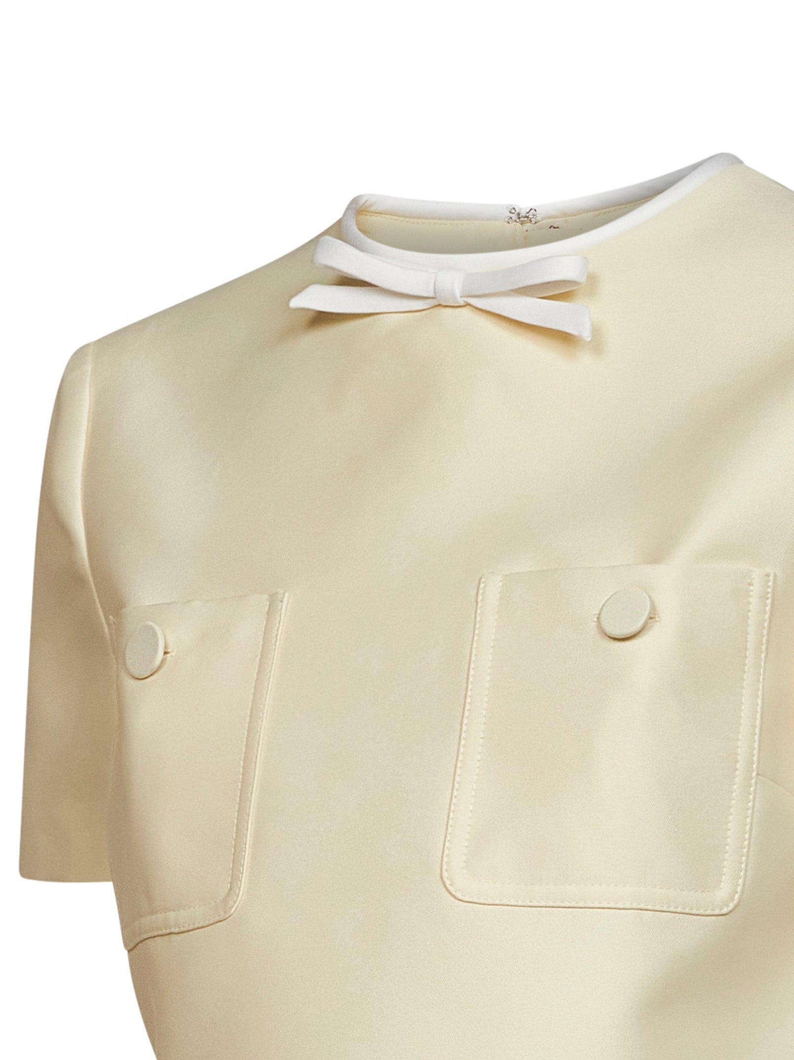 Self Portrait Women Yellow Taffeta Cropped Top With Bow Detail