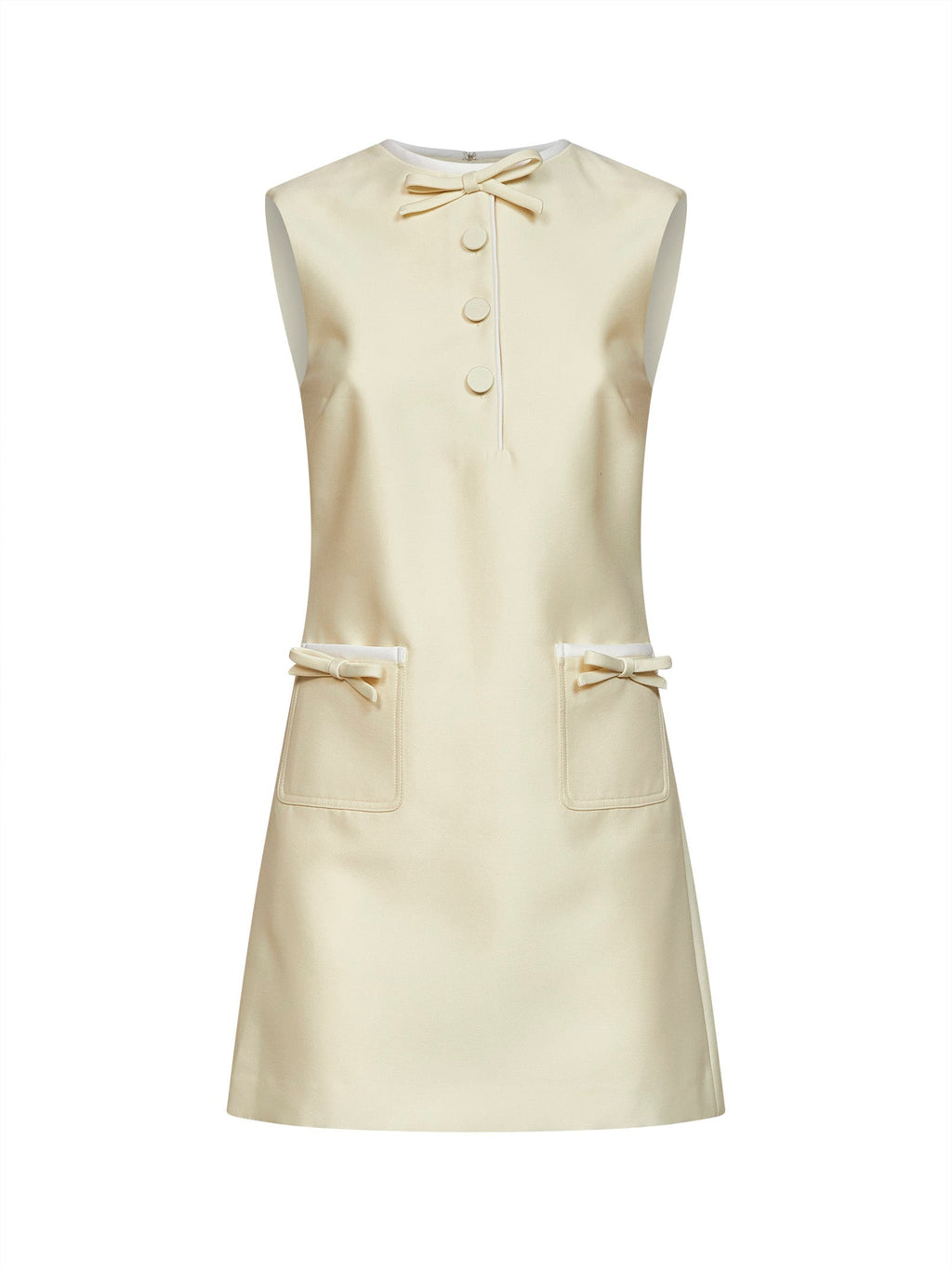 Self Portrait Women Yellow Taffeta Mini Dress With Bows Detail