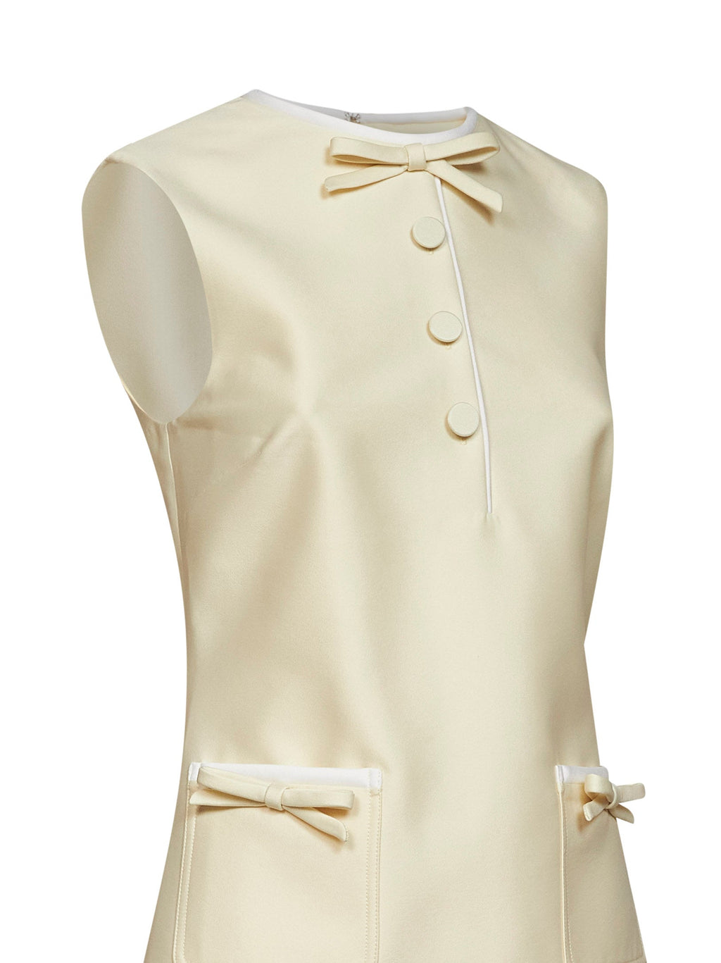 Self Portrait Women Yellow Taffeta Mini Dress With Bows Detail