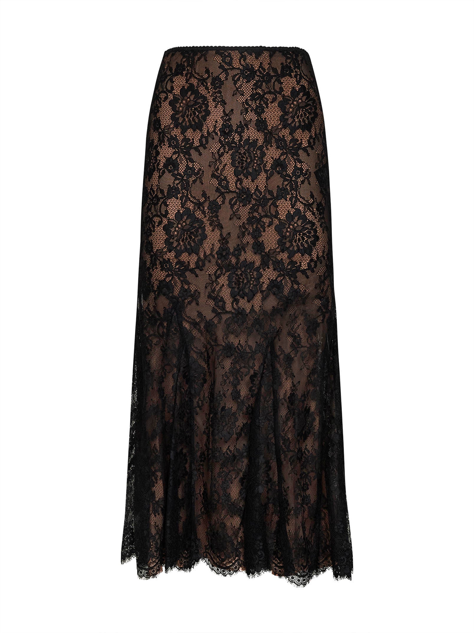 Self Portrait Women Black Lace Midi Skirt