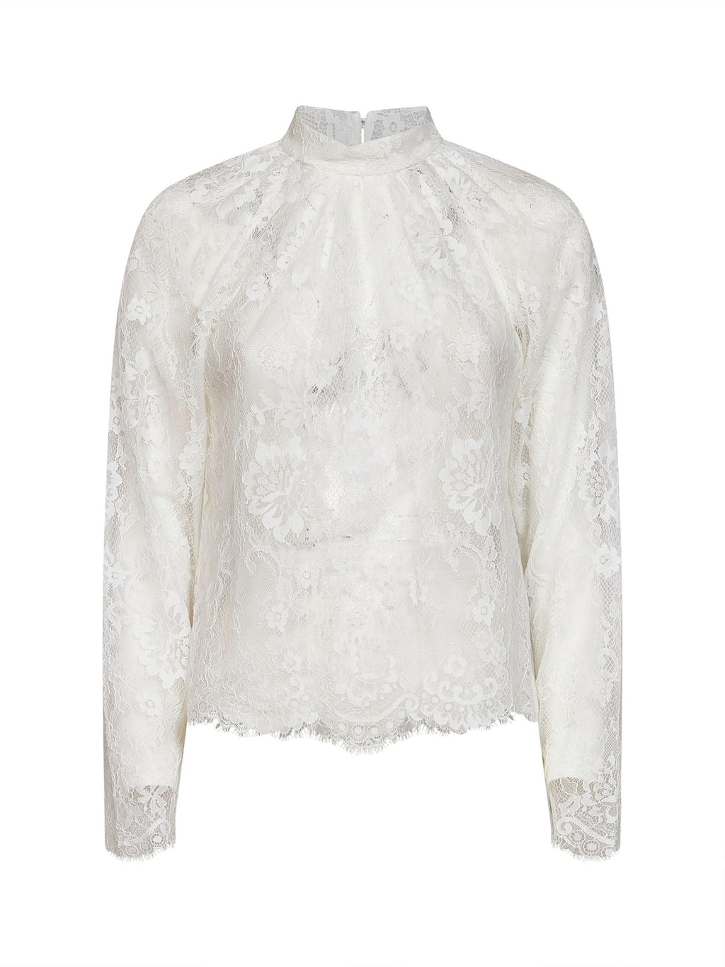Self Portrait Women White Lace Long-Sleeved Blouse