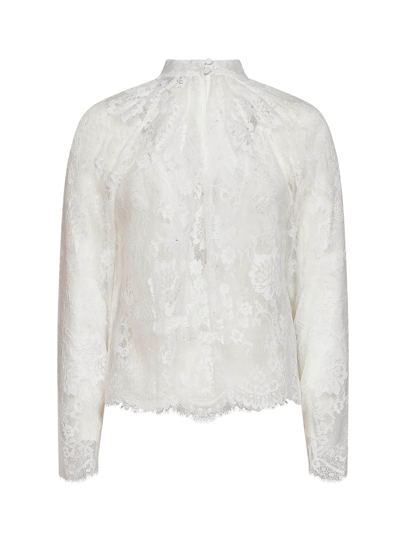 Self Portrait Women White Lace Long-Sleeved Blouse