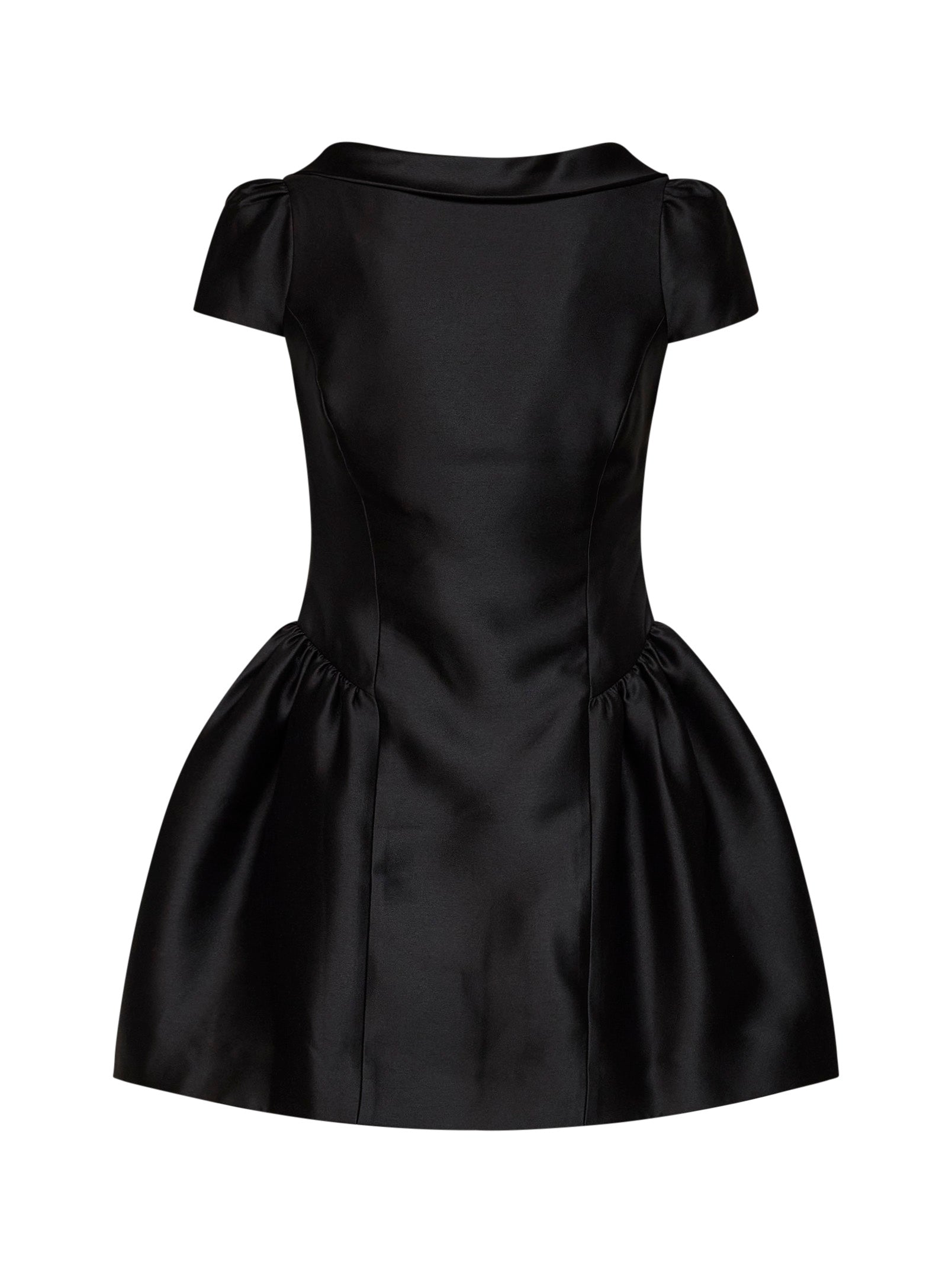 Self Portrait Women Black Taffeta Collared Minidress