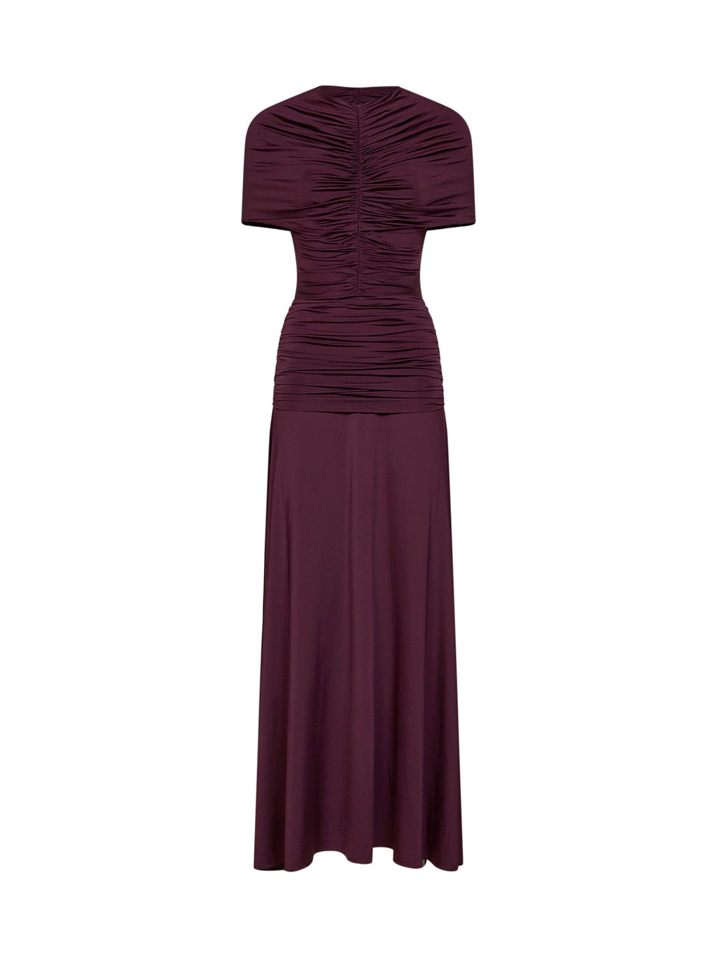 Self Portrait Women Burgundy Jersey Gathered Maxi Dress