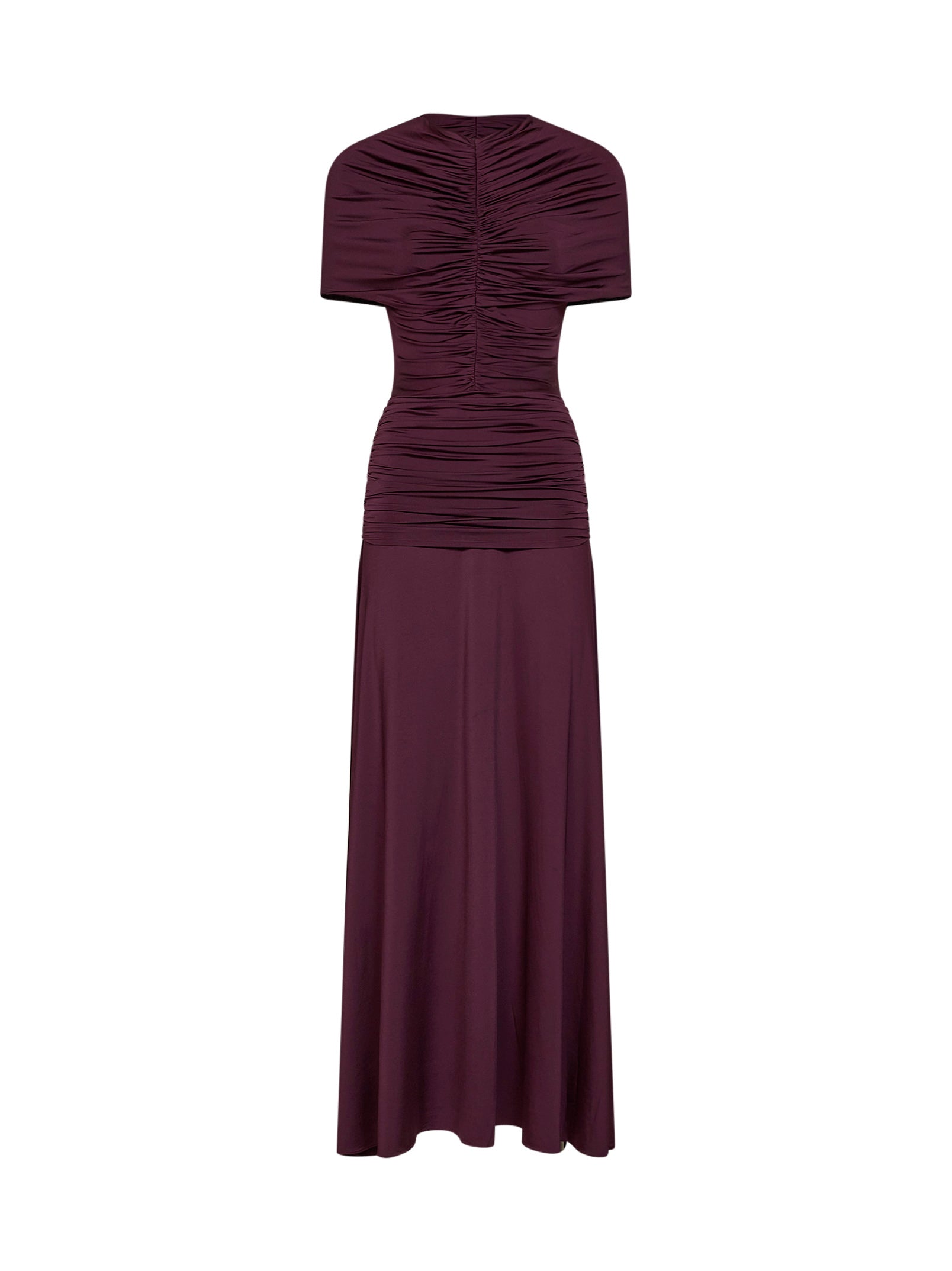Self Portrait Women Burgundy Jersey Gathered Maxi Dress