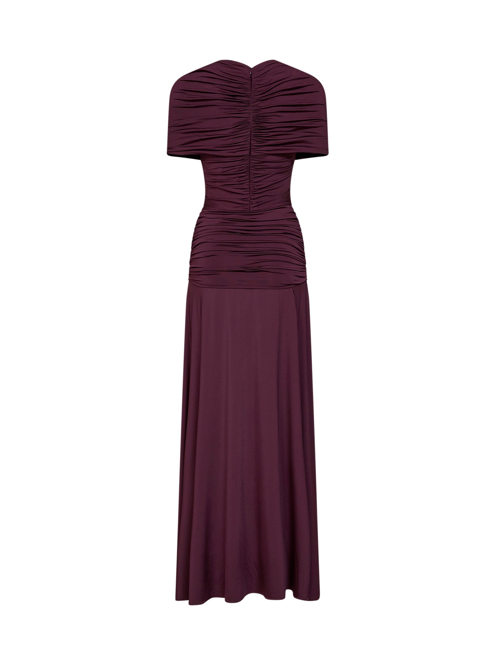 Self Portrait Women Burgundy Jersey Gathered Maxi Dress
