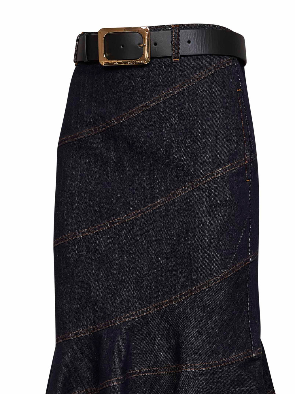 Self Portrait Women Indigo Denim Belted Midi Skirt