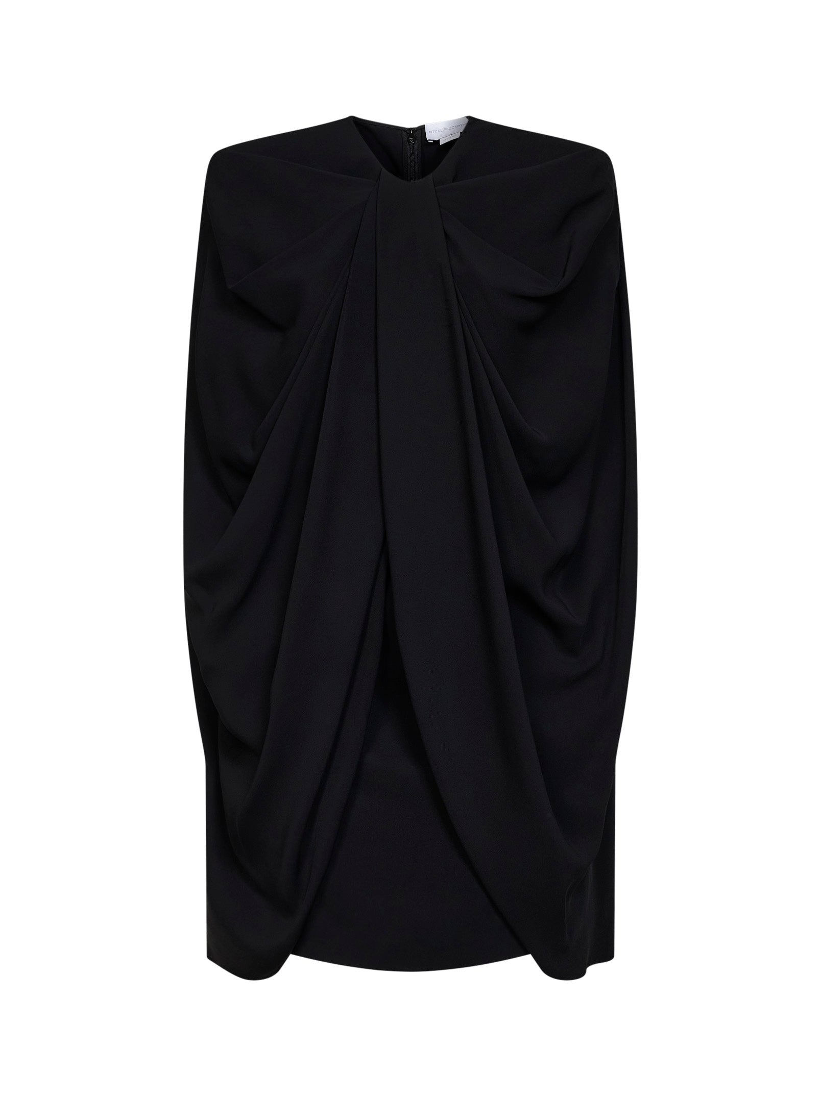 Stella Mccartney Women Black Stretch Viscose Cape Mini Dress