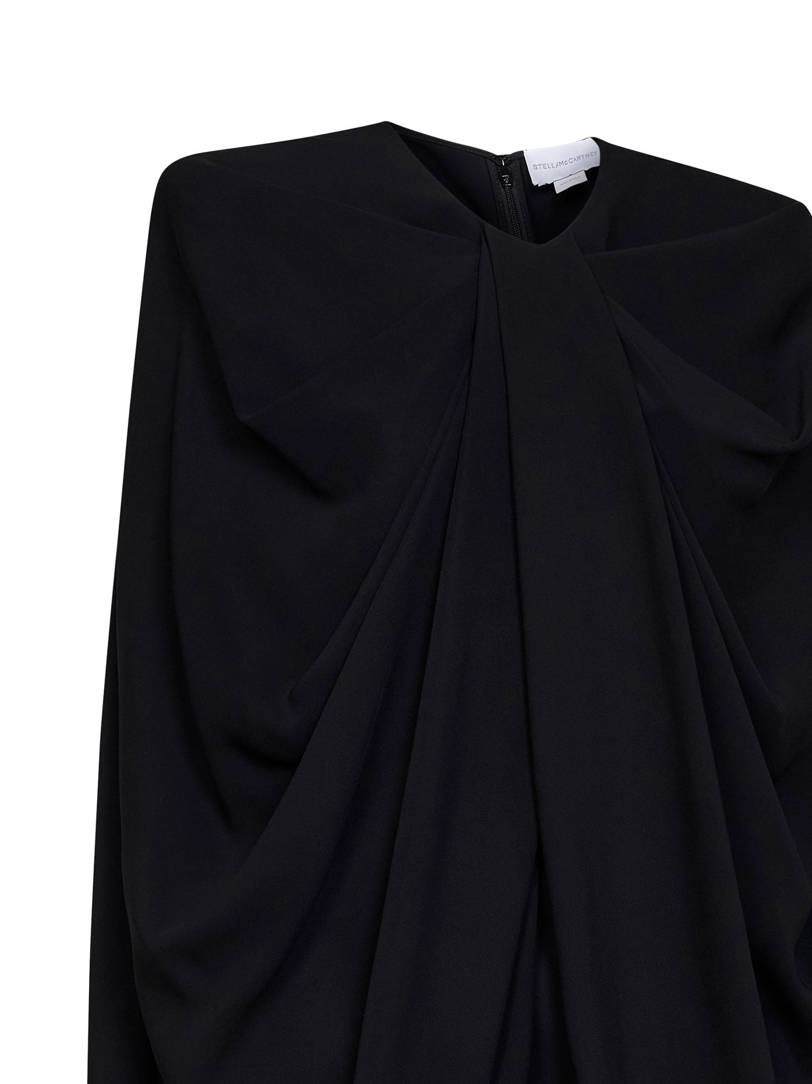 Stella Mccartney Women Black Stretch Viscose Cape Mini Dress
